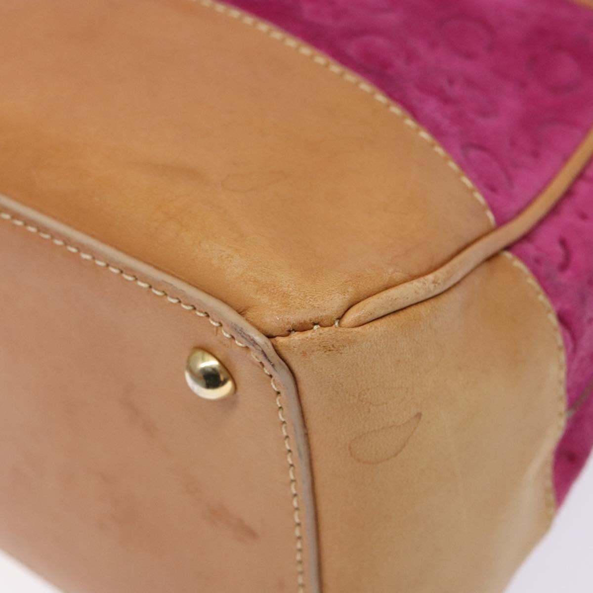 CELINE C Macadam Canvas Hand Bag Suede Leather Purple Gold Auth