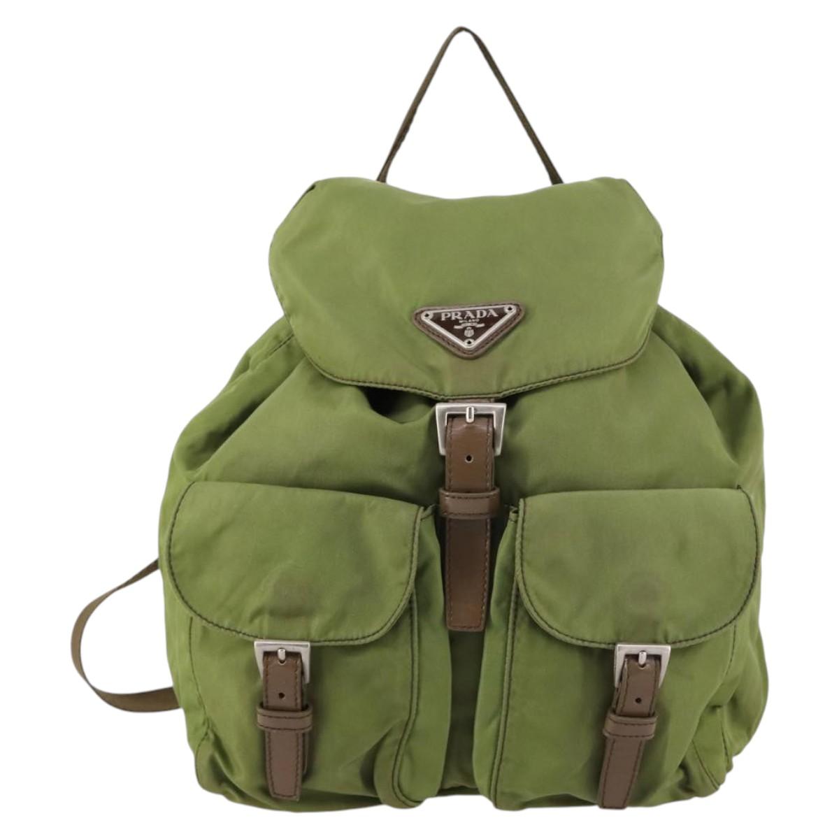 PRADA Backpack Nylon Green Silver Auth BA5271 | eBay
