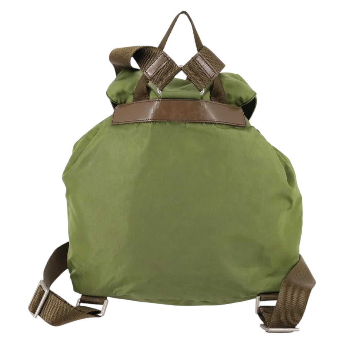 PRADA Backpack Nylon Green Silver Auth BA5271 | eBay