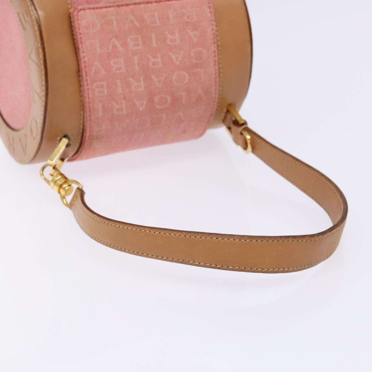 BVLGARI Logo Mania Be Zero One Hand Bag Canvas Red Gold Auth