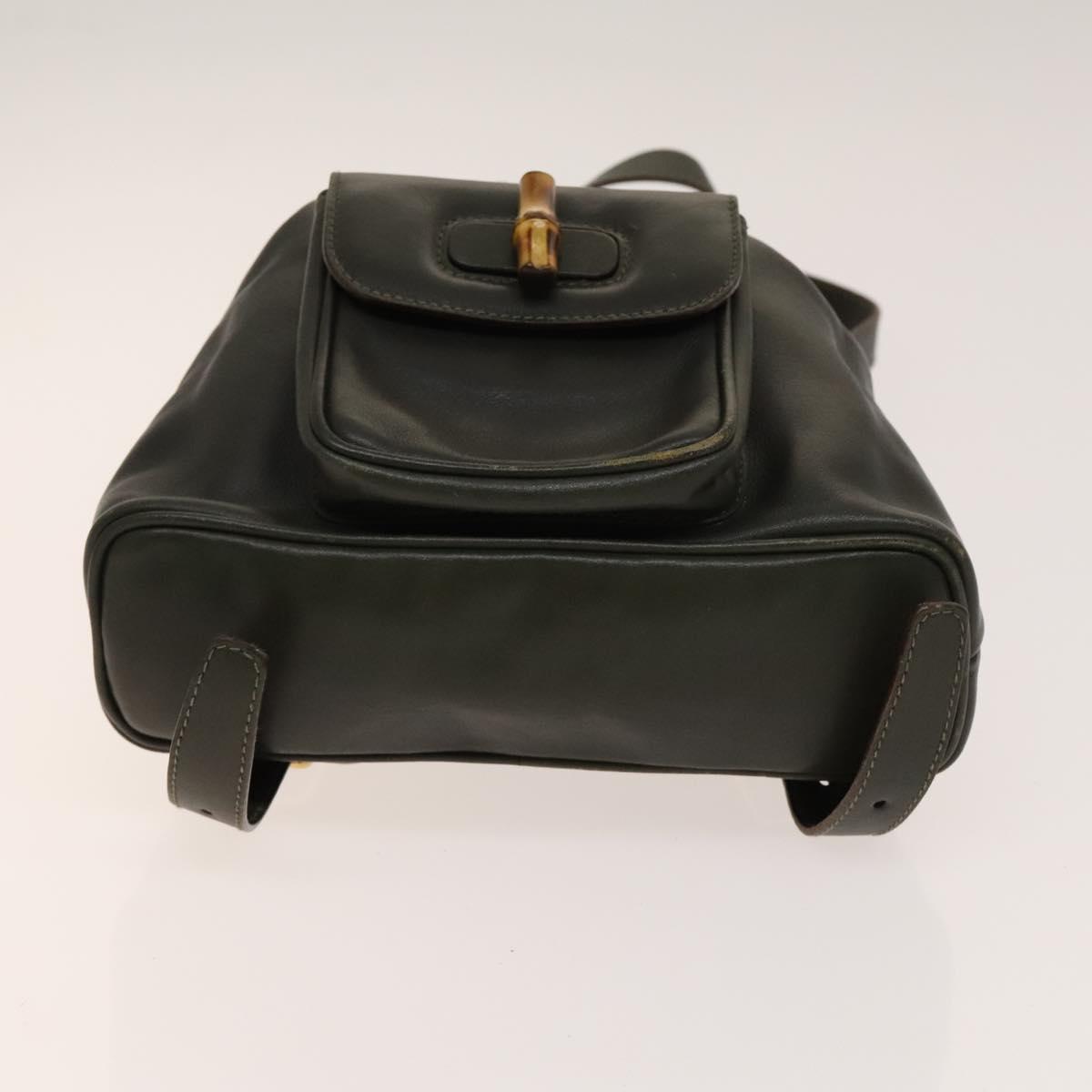 GUCCI Bamboo Backpack Leather Outlet Khaki Gold 003 3444 0030 Auth