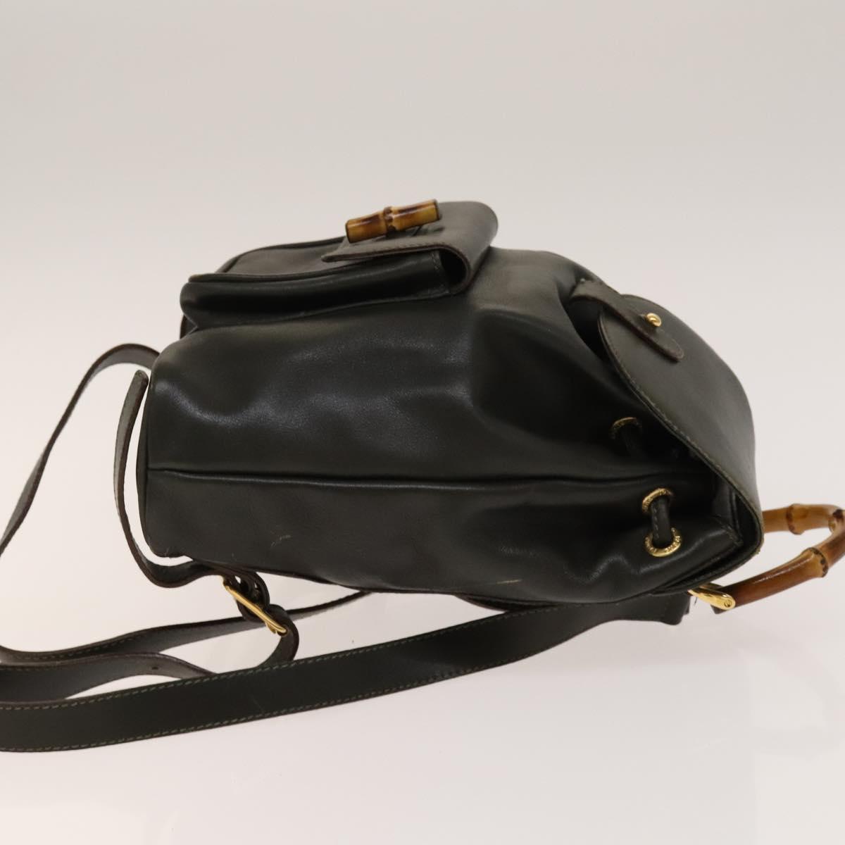 GUCCI Bamboo Backpack Leather Outlet Khaki Gold 003 3444 0030 Auth