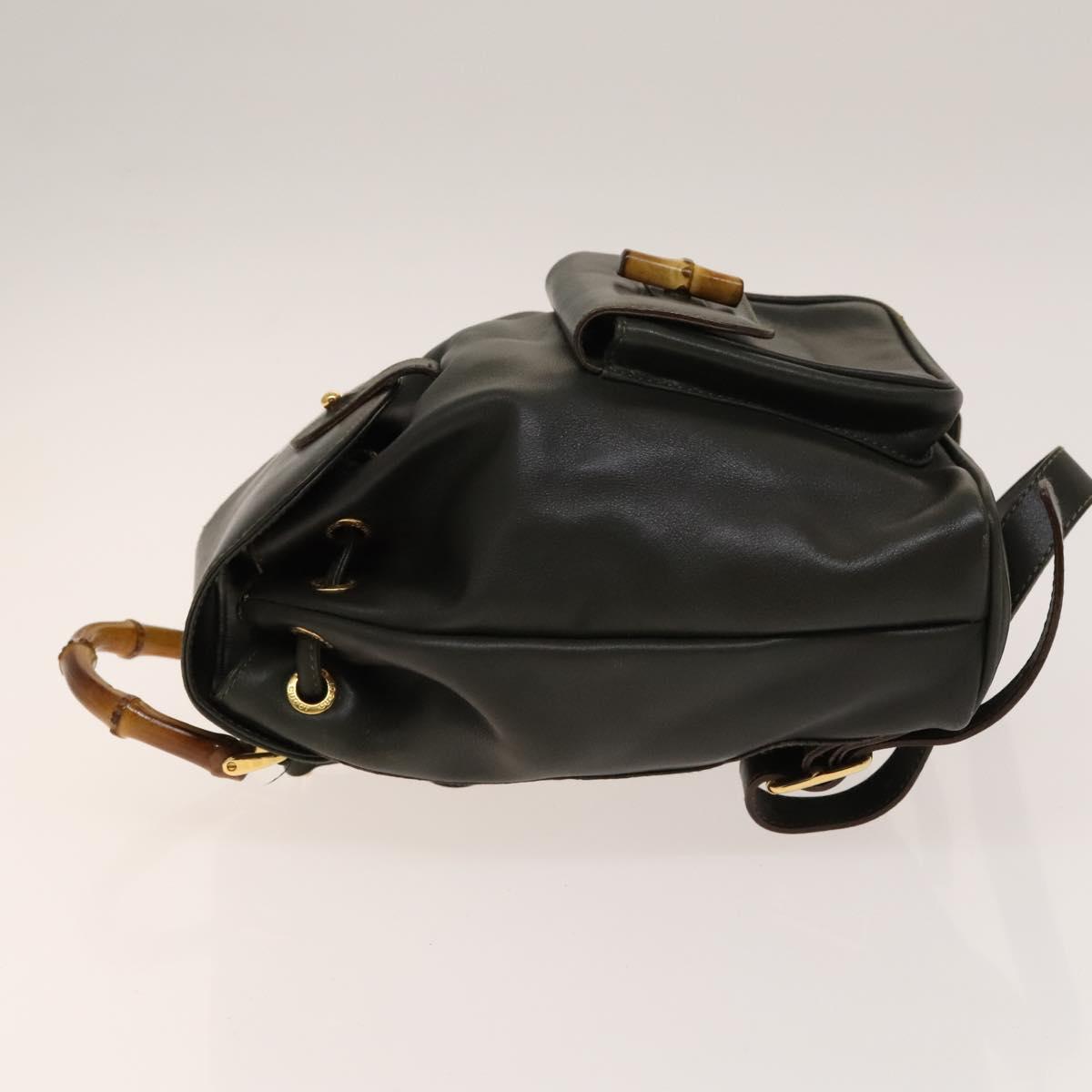 GUCCI Bamboo Backpack Leather Outlet Khaki Gold 003 3444 0030 Auth