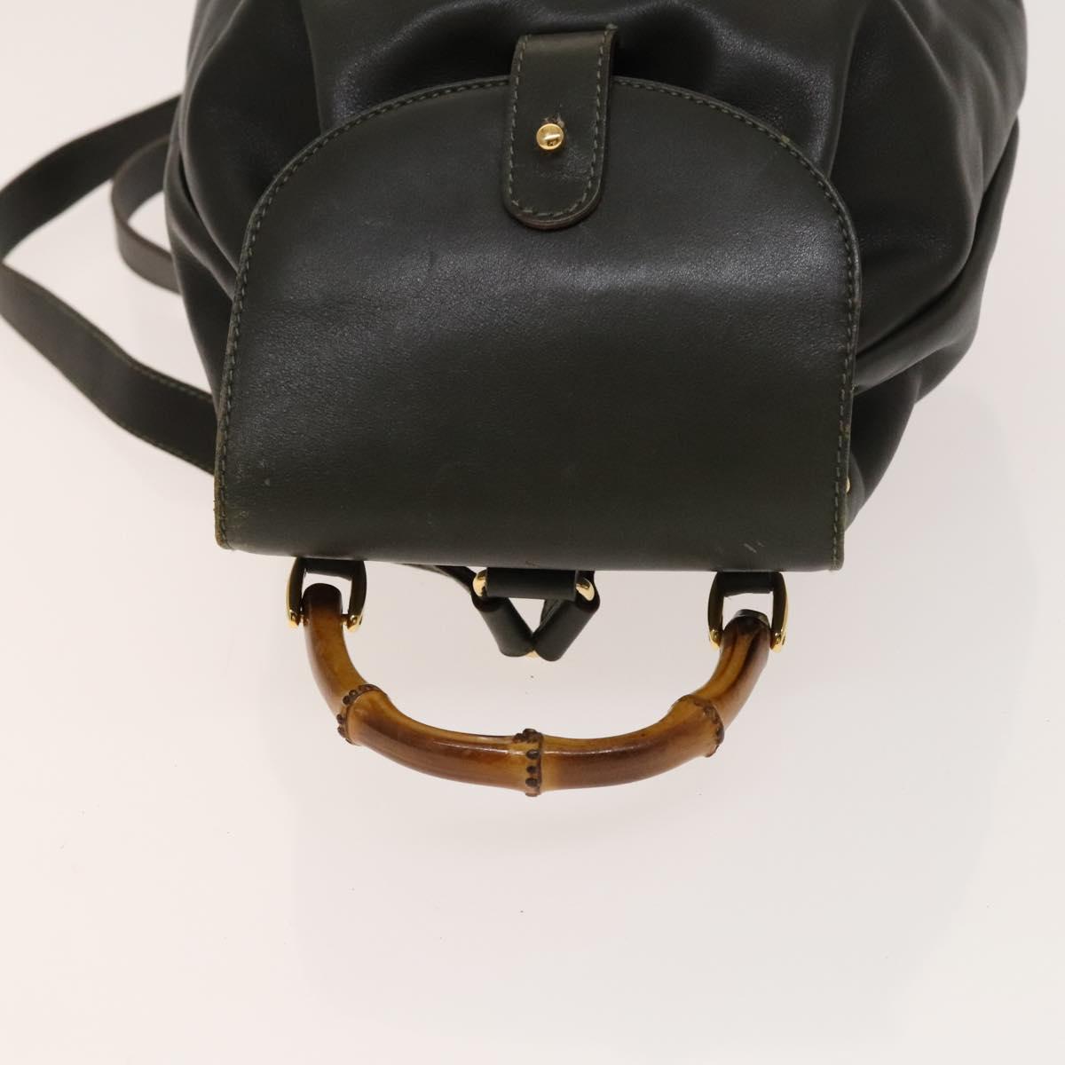 GUCCI Bamboo Backpack Leather Outlet Khaki Gold 003 3444 0030 Auth