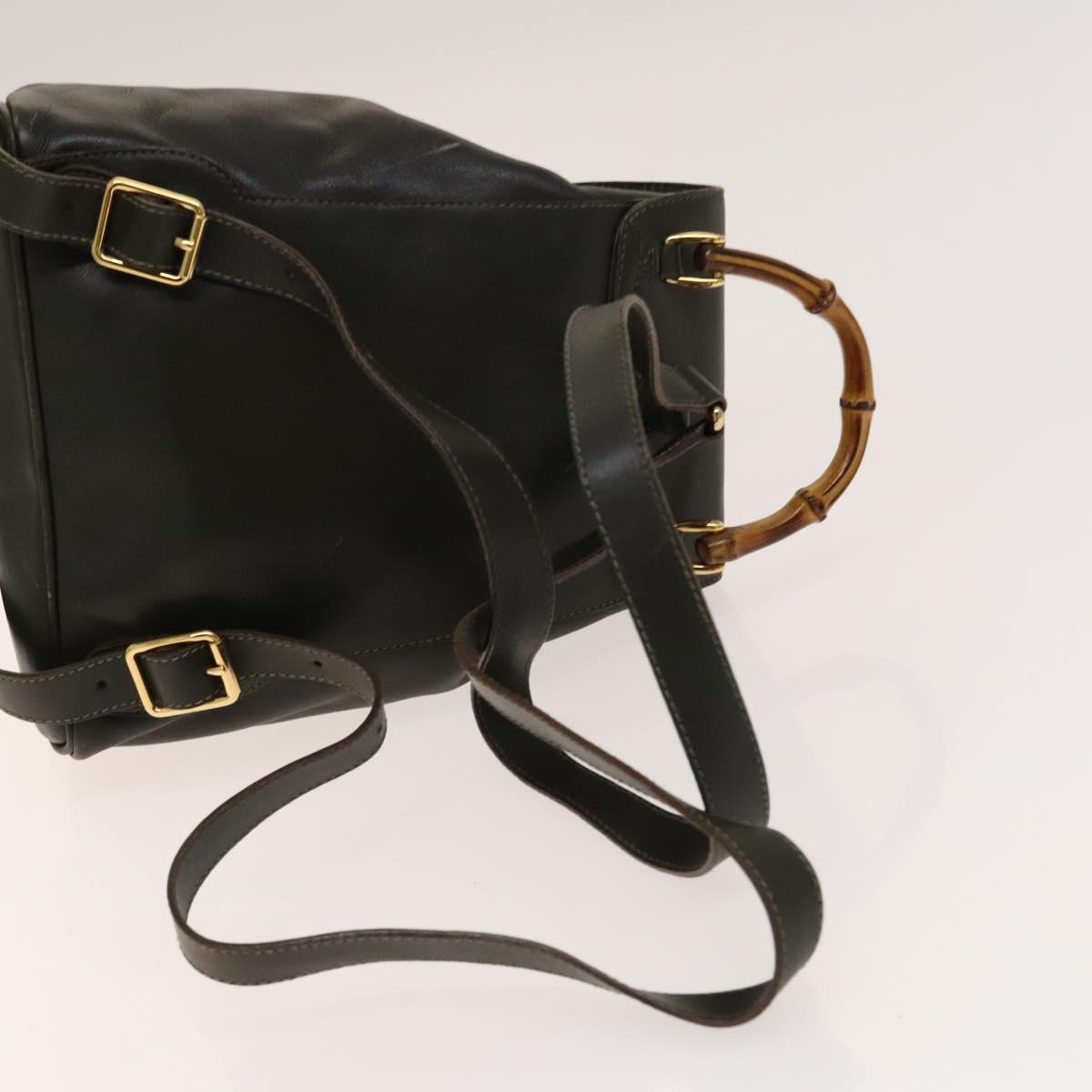 GUCCI Bamboo Backpack Leather Outlet Khaki Gold 003 3444 0030 Auth