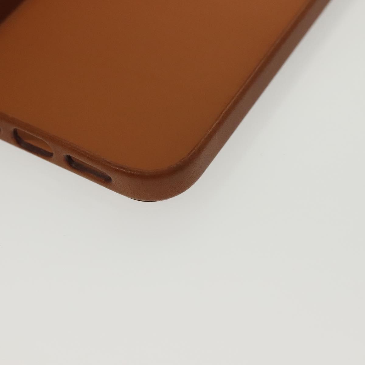 HERMES iPhone 12 & 12 Pro Case iPhone Case Leather Brown Auth