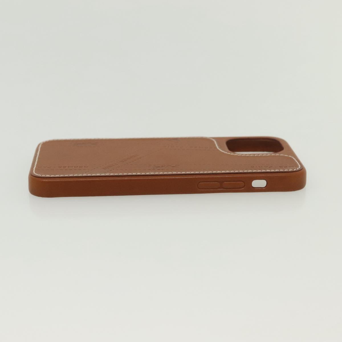 HERMES iPhone 12 & 12 Pro Case iPhone Case Leather Brown Auth