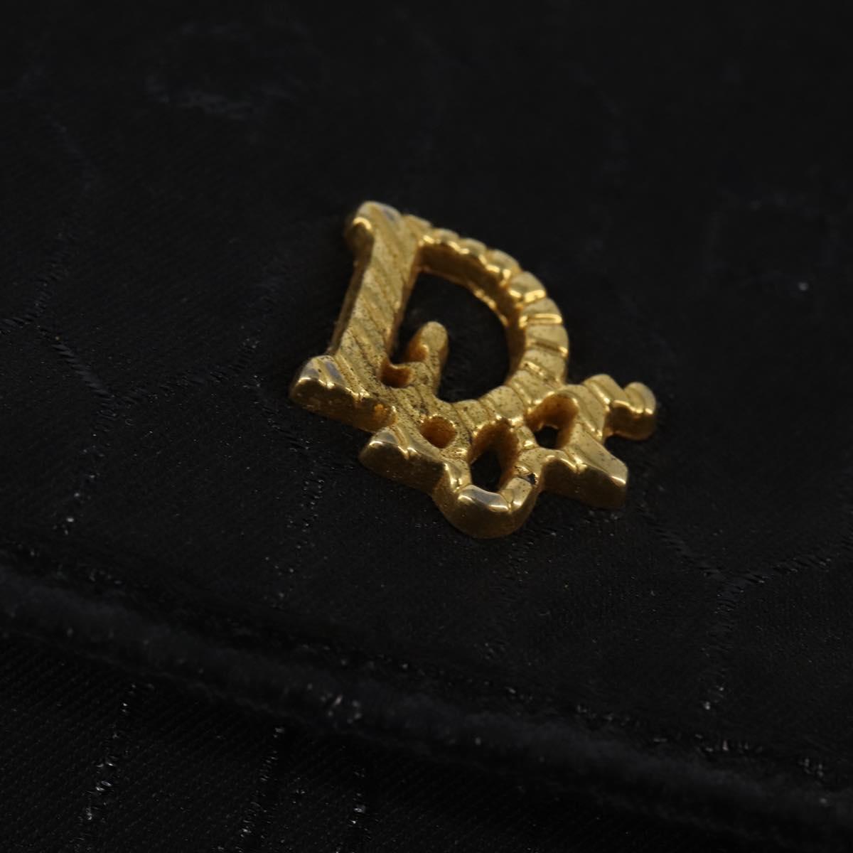 Christian Dior Honeycomb Canvas Chain Shoulder Bag Black Gold Auth