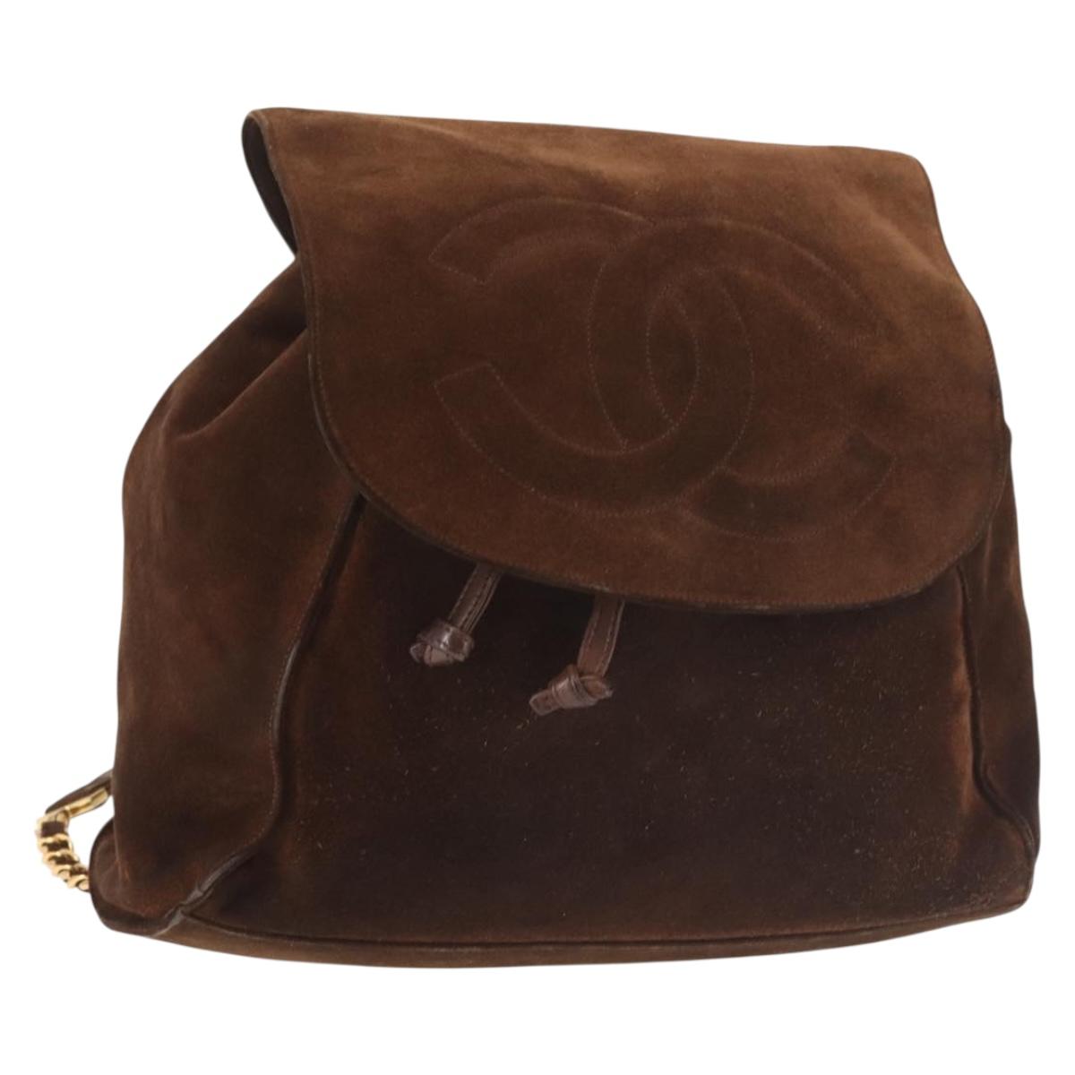 CHANEL Backpack Suede Brown Gold CC Auth BA5805 | eBay display picture 3