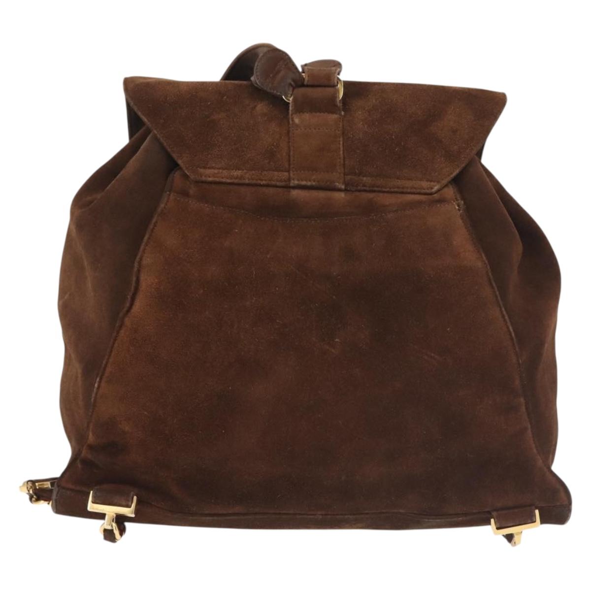 Auth CHANEL CC Logo Backpack Brown Leather Chanel Shiny Calfskin Quilted Medium Duma Pockets Drawstring  main image 3