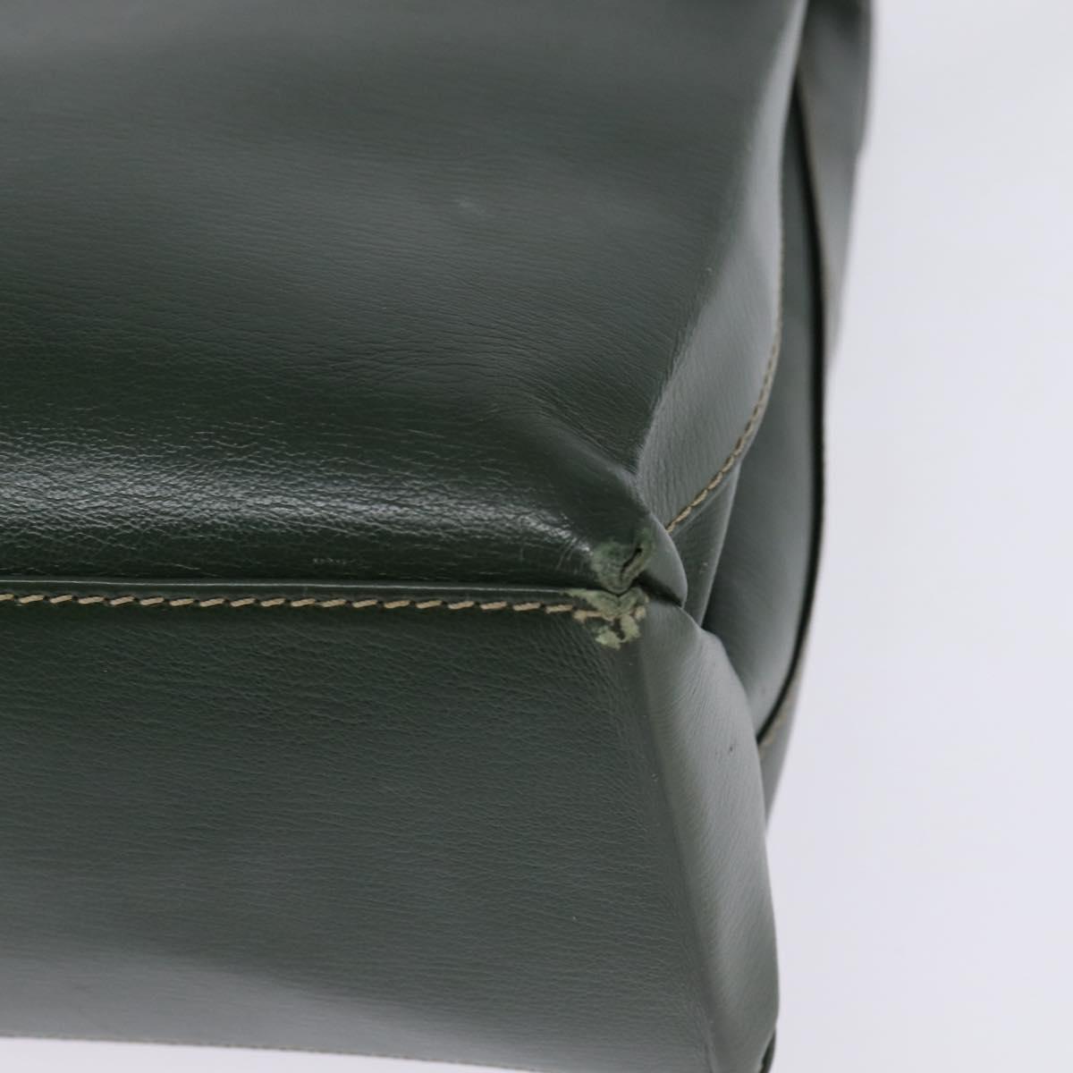 LOEWE Velazquez Hand Bag Suede Leather 2way Green Gold Auth BA6067