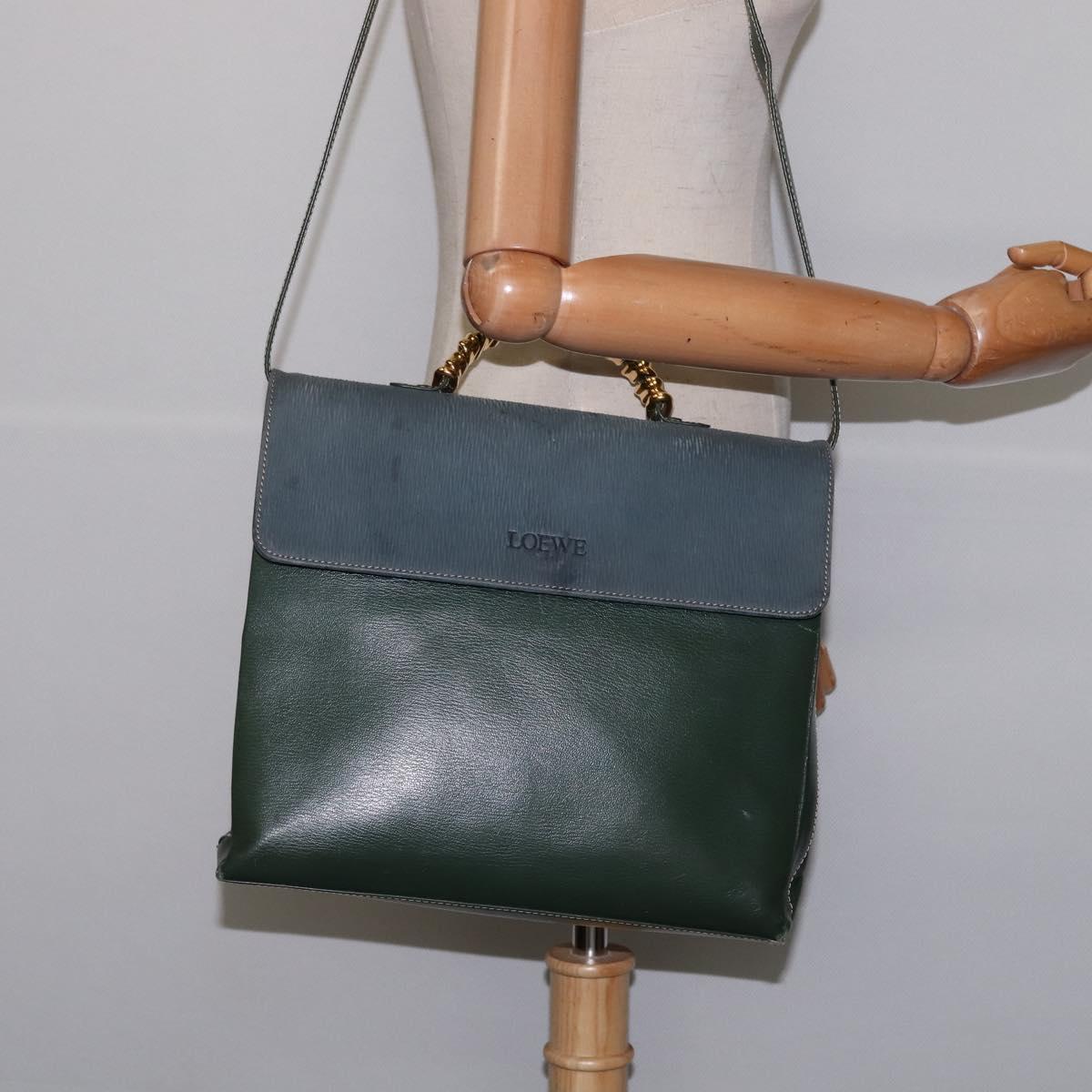 バッグ LOEWE Velazquez 2Way bag Suede Leather LOEWE Velazquez Hand Bag Suede Leather 2way Green Gold Auth BA6067