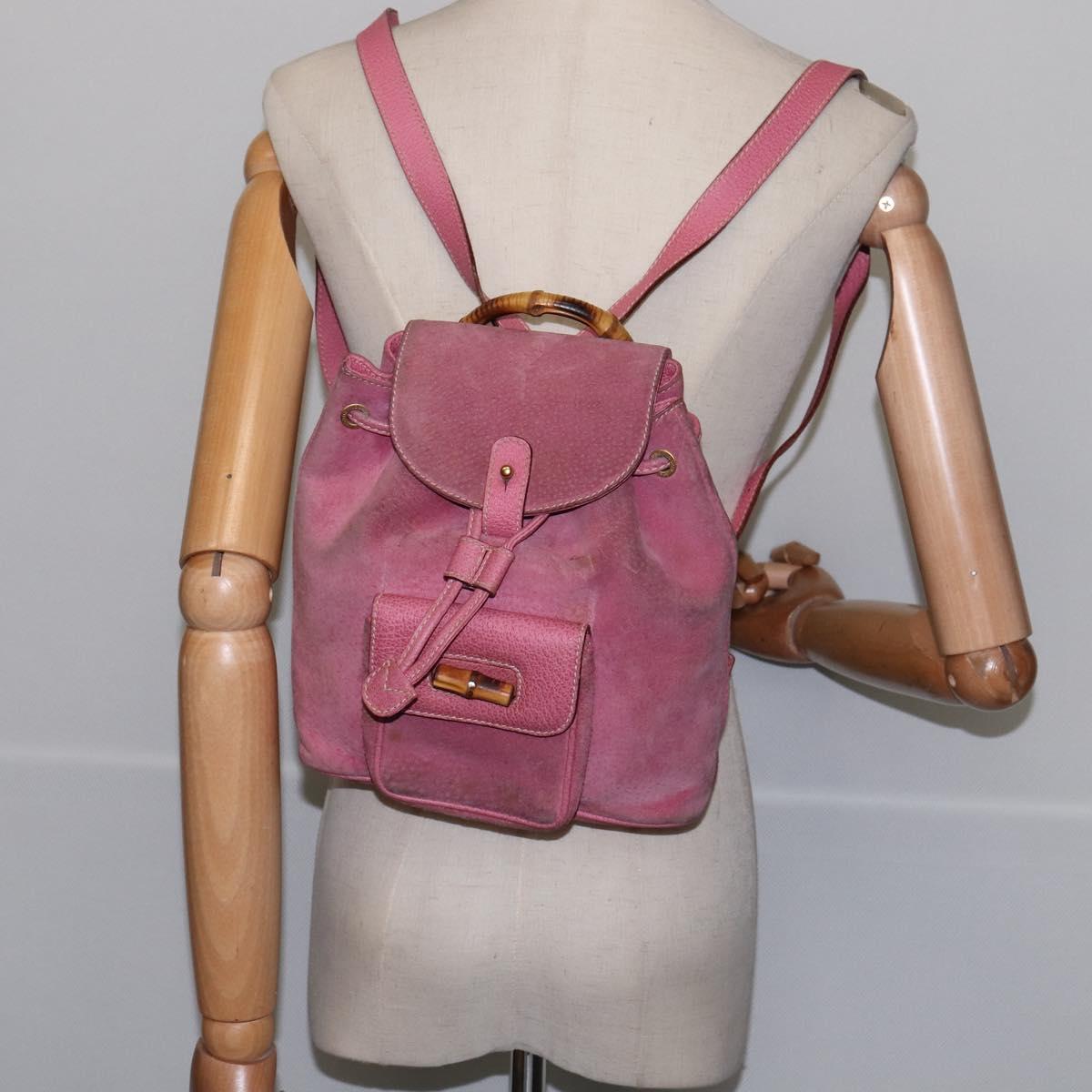 GUCCI Bamboo Backpack Suede Pink Gold 003 2034 0030 Auth  display picture 3
