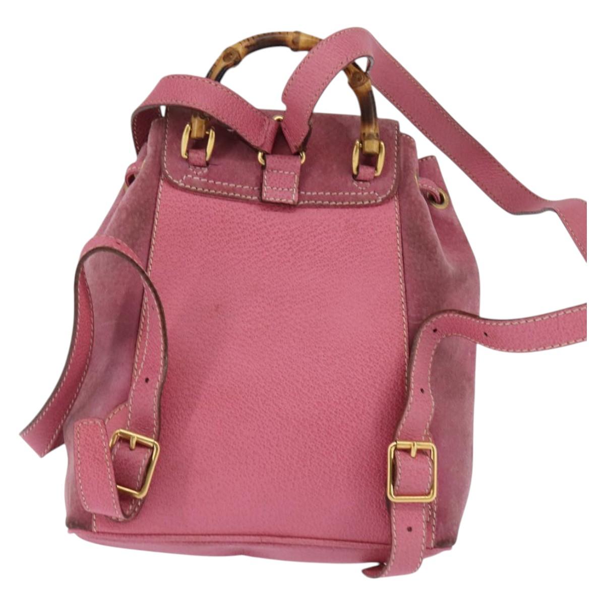 GUCCI Bamboo Backpack Suede Purple Gold 003 Gucci Vintage Ruck Sack Backpack Bamboo Brown Leather - Etsy main image 4