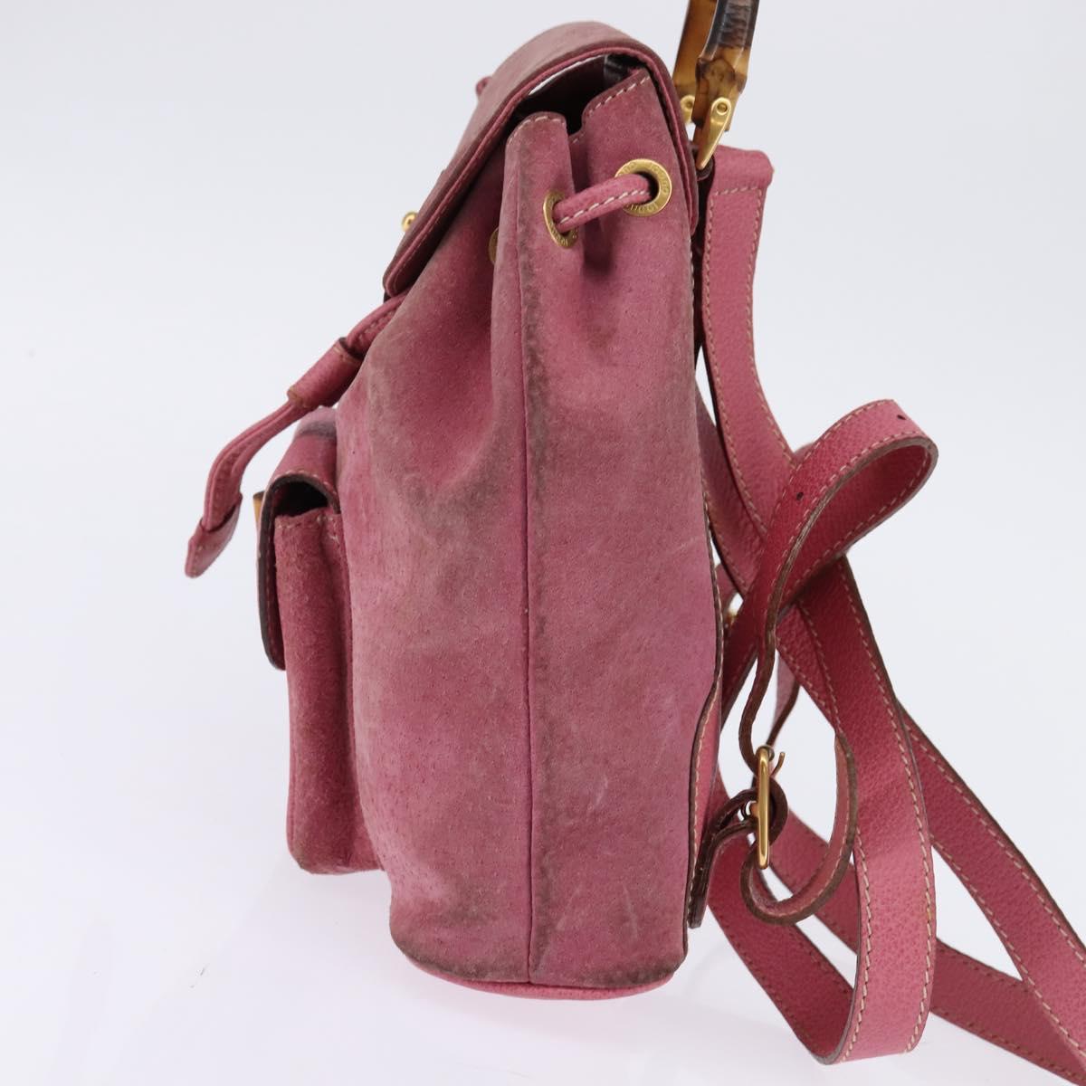 GUCCI Bamboo Backpack Suede Pink Gold 003 2034 0030 Auth  display picture 1