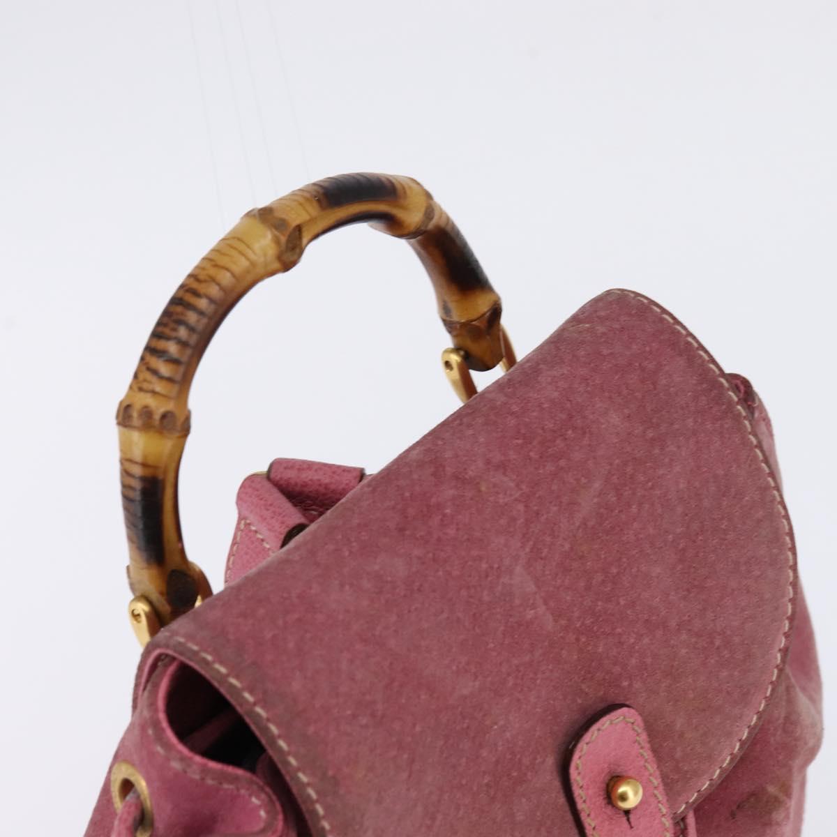 GUCCI Bamboo Backpack Suede Pink Gold 003 2034 0030 Auth  display picture 1