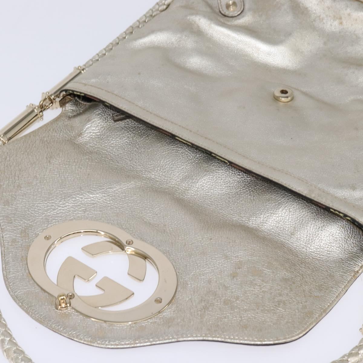 GUCCI Interlocking Shoulder Bag Leather Champagne Gold 167732 Auth