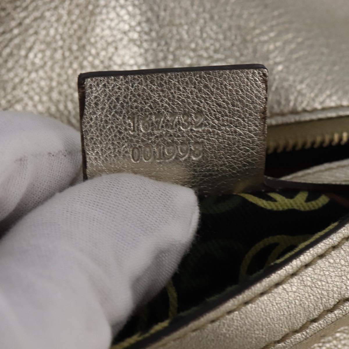 GUCCI Interlocking Shoulder Bag Leather Champagne Gold 167732 Auth
