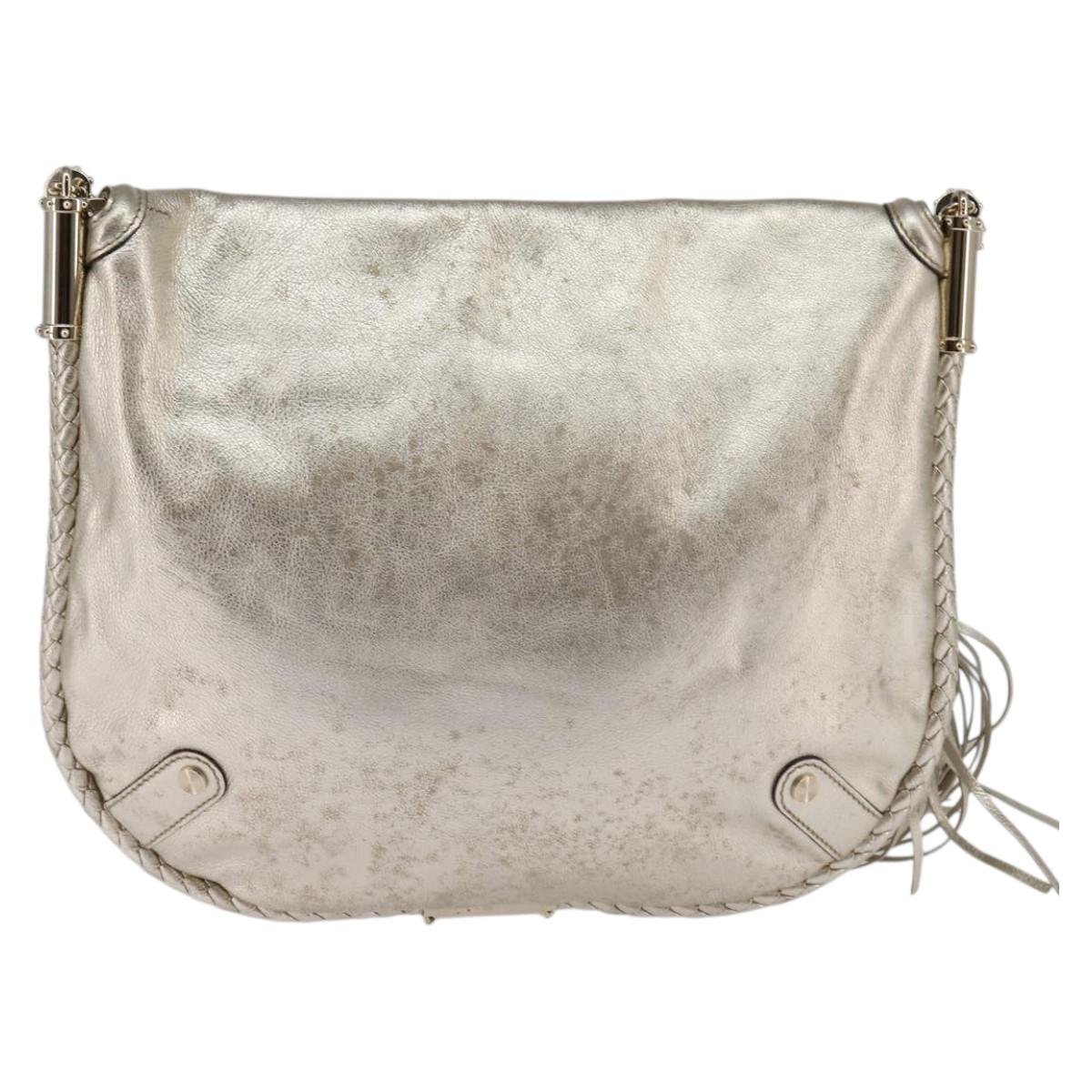 GUCCI シルバー フリンジミュール 37 保存袋付き GUCCI Interlocking Shoulder Bag Leather Champagne Gold 167732 Auth