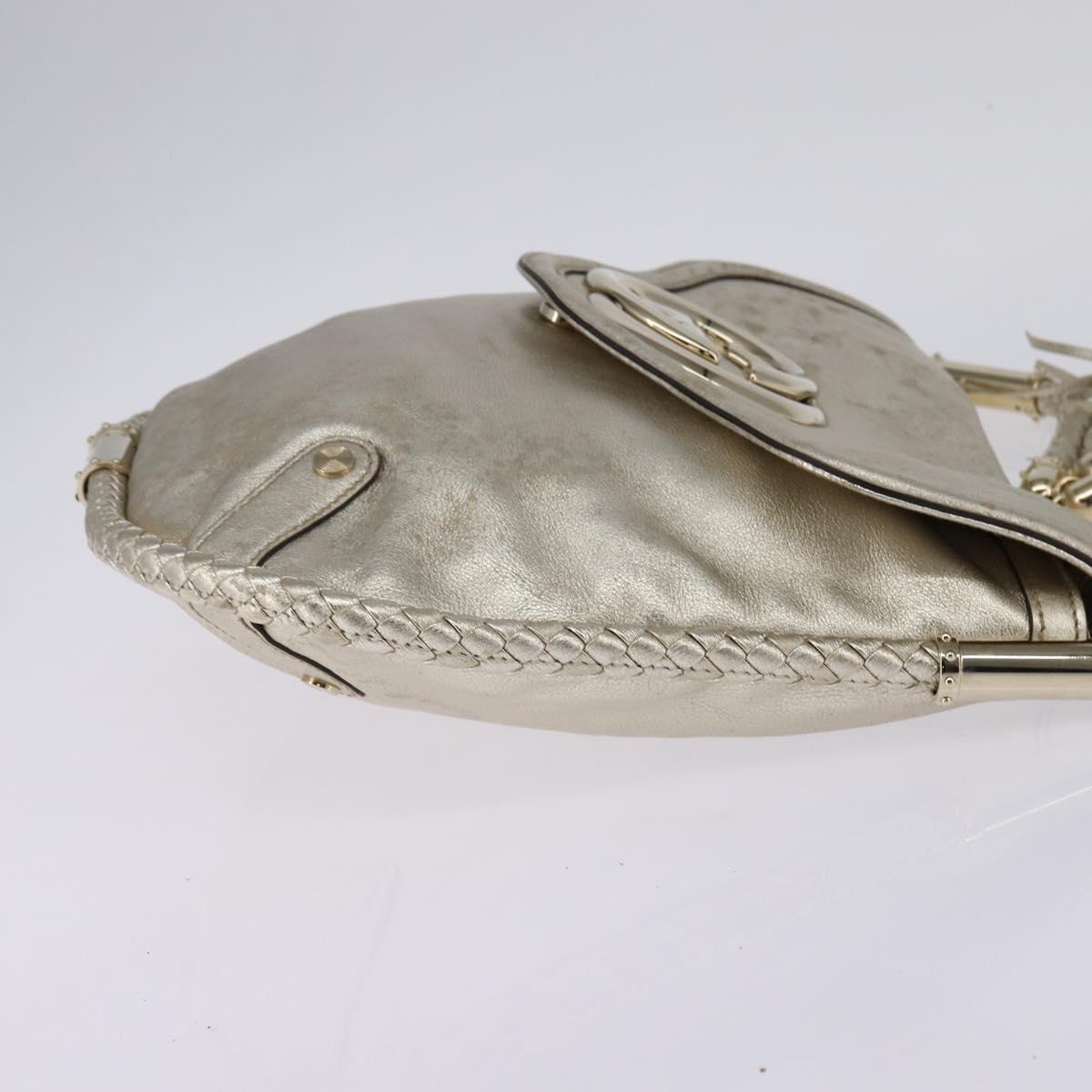 GUCCI Interlocking Shoulder Bag Leather Champagne Gold 167732 Auth