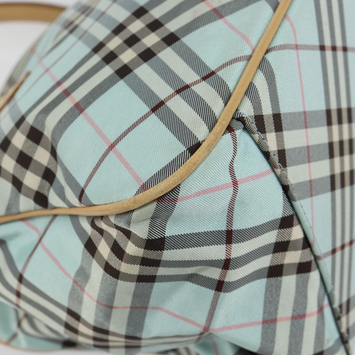 BURBERRY Nova Check Blue Label Hand Bag Nylon Light Blue Silver