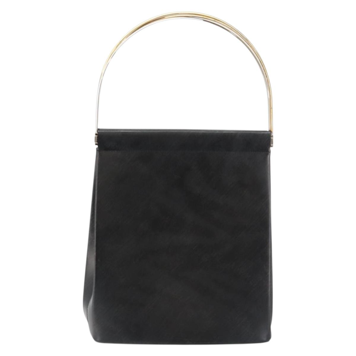 CARTIER Trinity Hand Bag Leather Black Gold Auth BA6619 | eBay