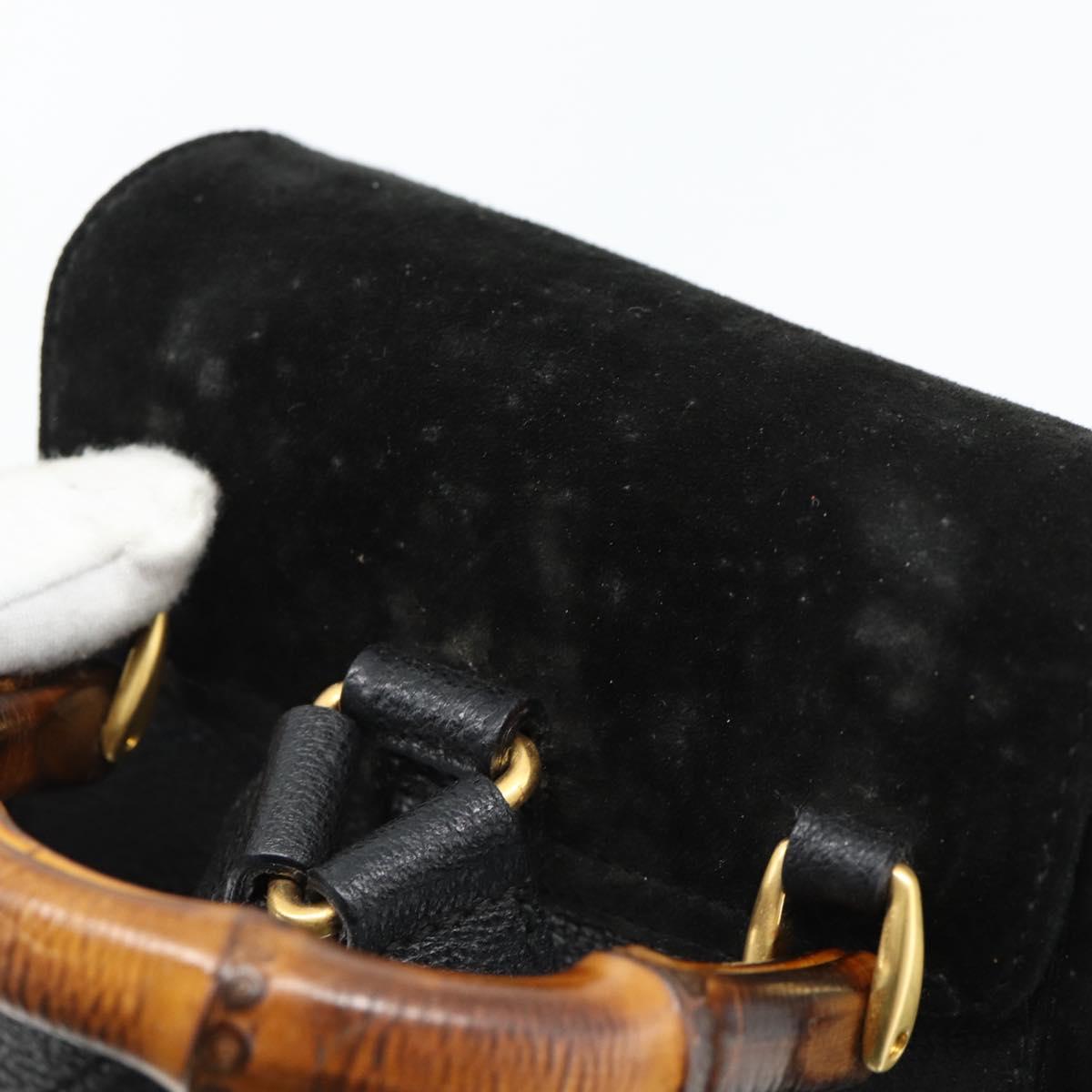 GUCCI Bamboo Backpack Suede Leather Black Auth BA6791 | eBay display picture 2