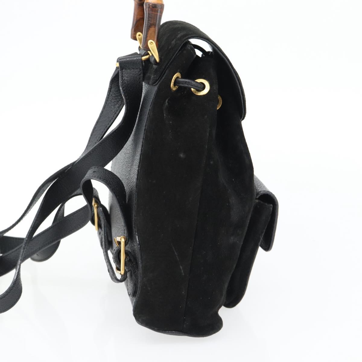 GUCCI Bamboo Backpack Suede Leather Black Auth BA6791 | eBay