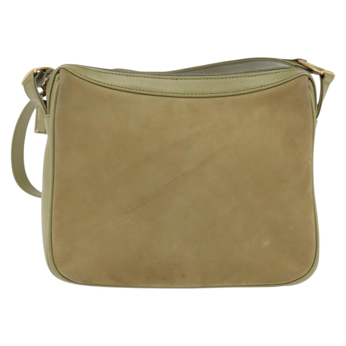 GUCCI Shoulder Bag Suede Leather Green Gold Auth BA7108 | eBay