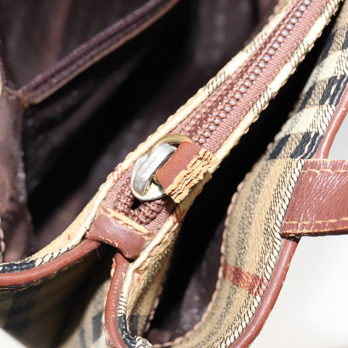 BURBERRY Nova Check Hand Bag PVC Beige Silver Auth BA7137 | eBay