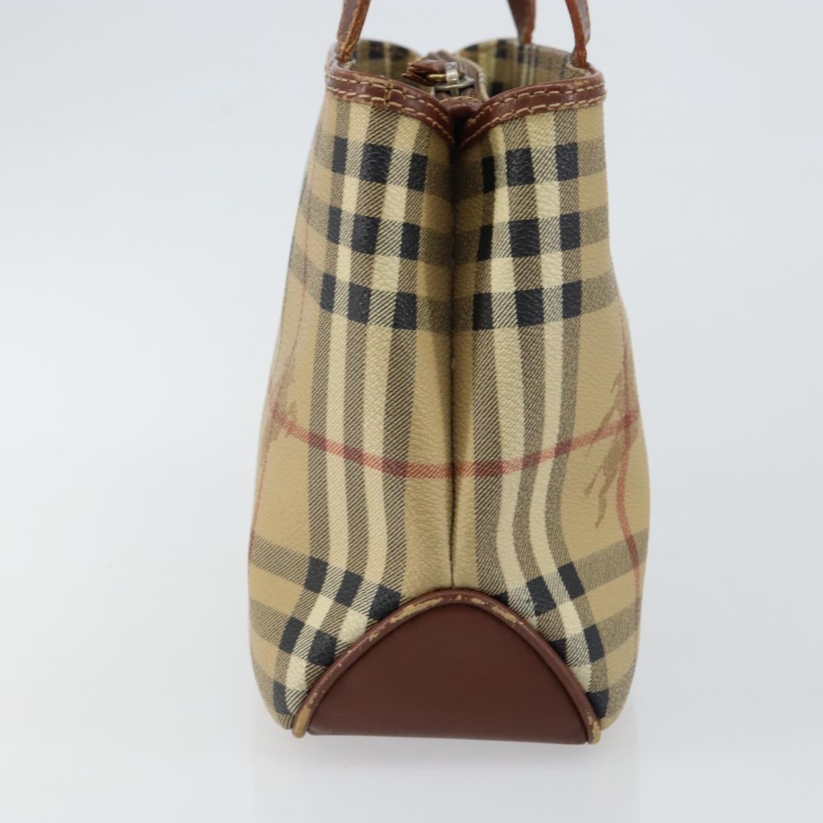 BURBERRY Nova Check Hand Bag PVC Beige Silver Auth BA7137 | eBay