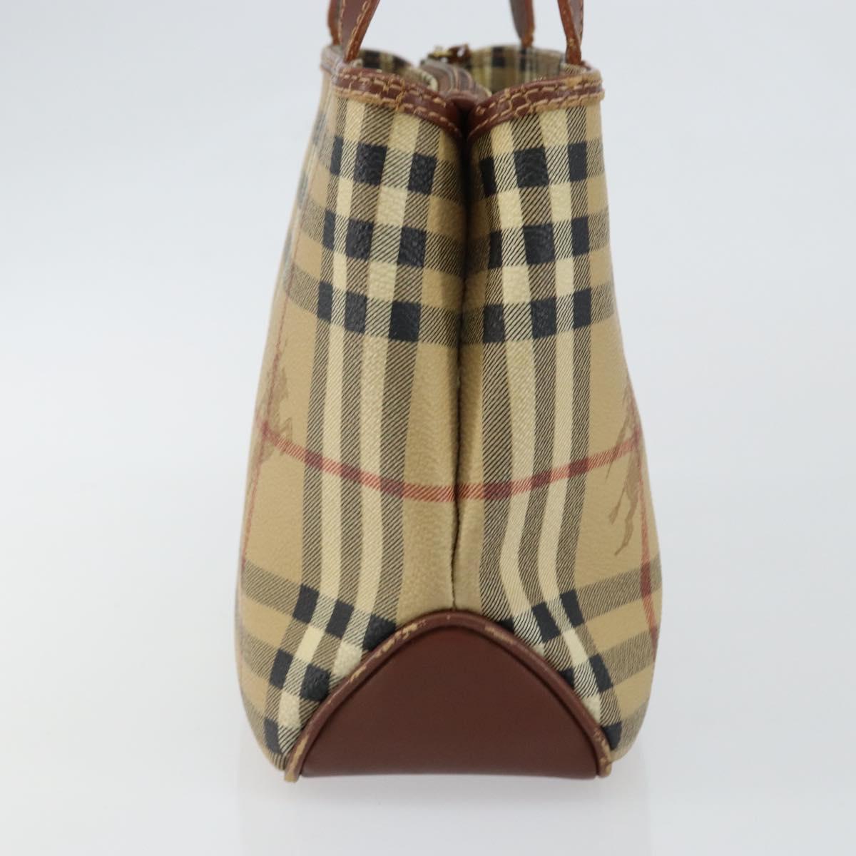 BURBERRY Nova Check Hand Bag PVC Beige Silver Auth BA7137 | eBay