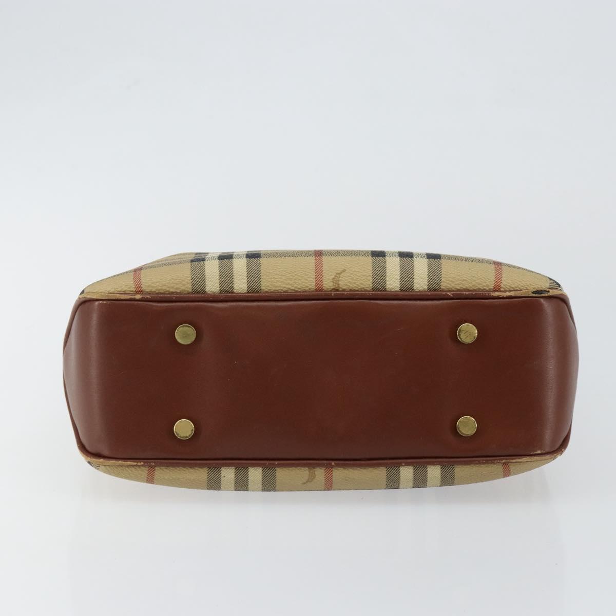 BURBERRY Nova Check Hand Bag PVC Beige Silver Auth BA7137 | eBay