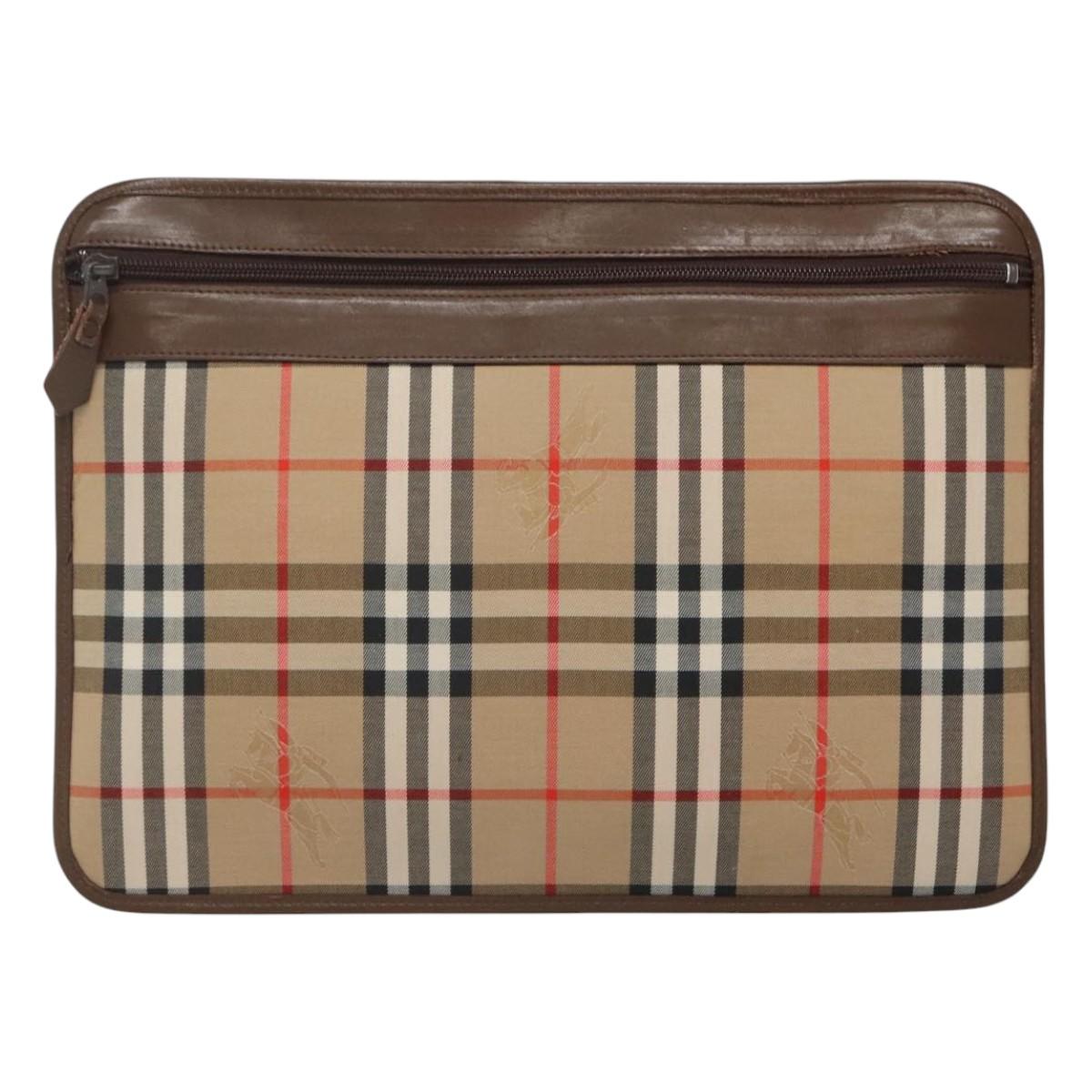 関送込◆Burberry◆バケットバッグ Burberrys Nova Check Clutch Bag Canvas Beige Auth BA733 | eBay