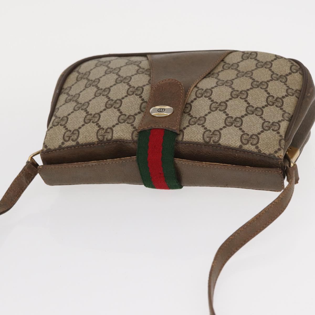 GUCCI GG Supreme Web Sherry Line Bag PVC Beige Gold 72 02 024 Auth