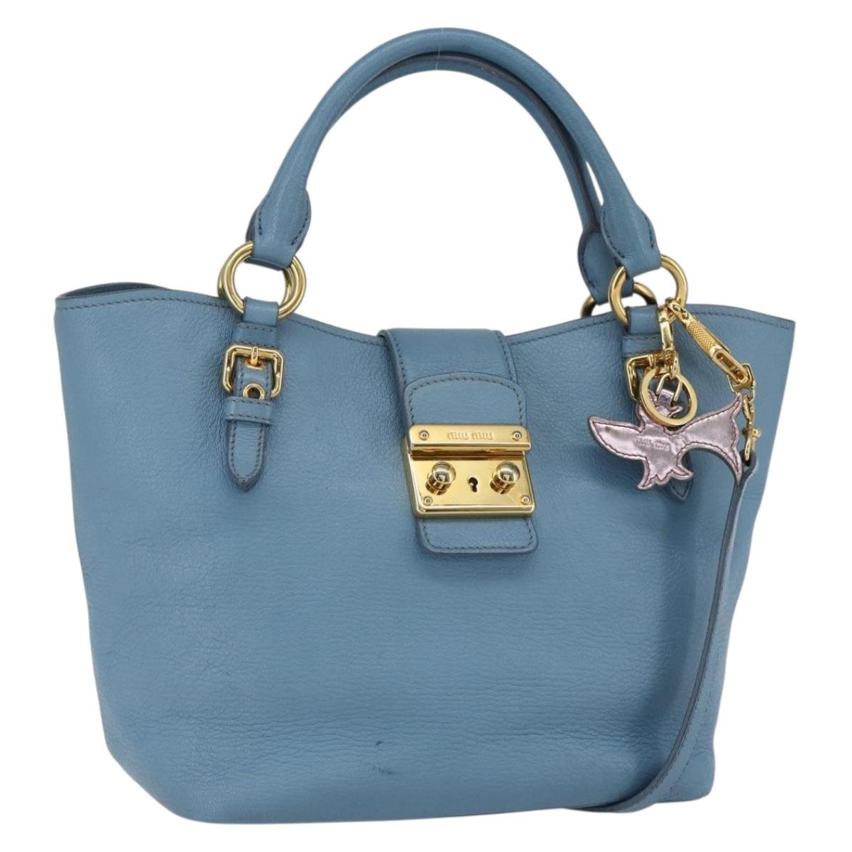 バッグ miu miu 2way leather shoulder bag blue MIU MIU Blue Leather 2-Way Shoulder Bag Top Handle Crossbody