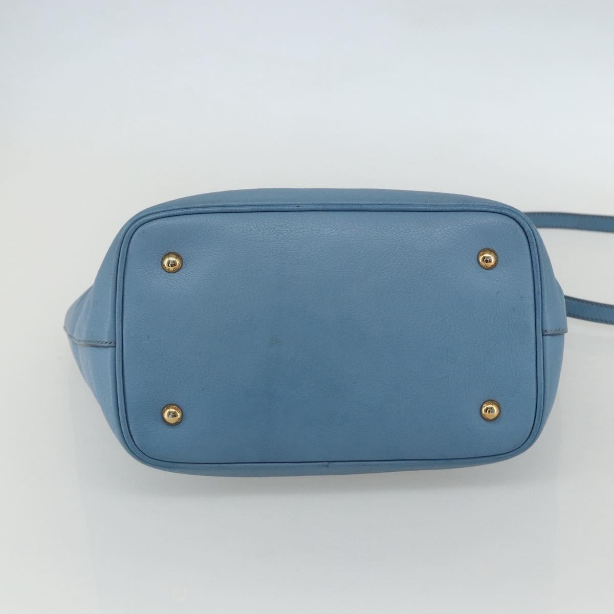 Miu Miu Hand Bag Leather 2way Blue Gold Auth BA8214 | eBay