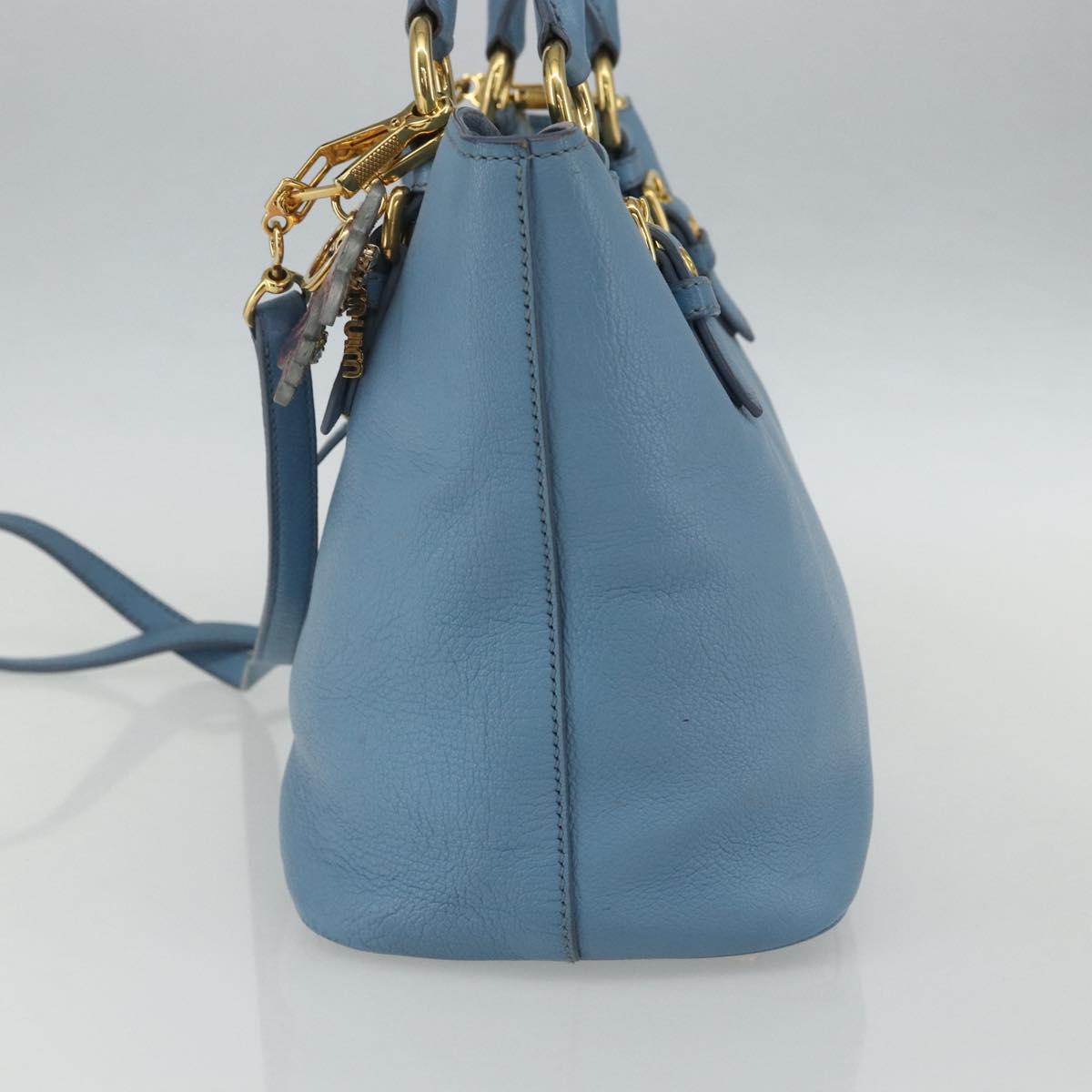 Miu Miu Hand Bag Leather 2way Blue Gold Auth BA8214 | eBay