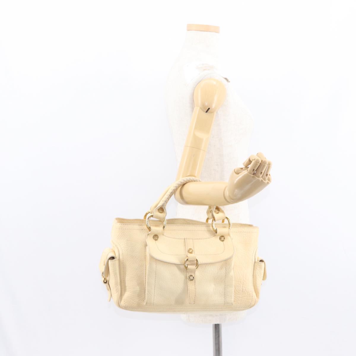CELINE Boogie Hand Bag Leather White Gold Auth BA8680 | eBay