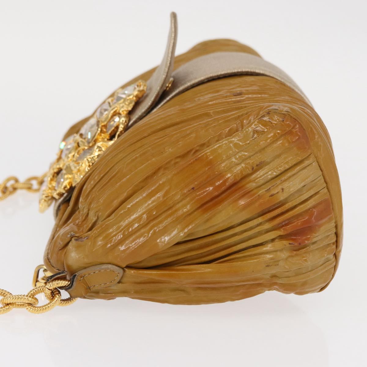 Miu Miu Chain Shoulder Bag Enamel Yellow Gold Auth BA8837 | eBay