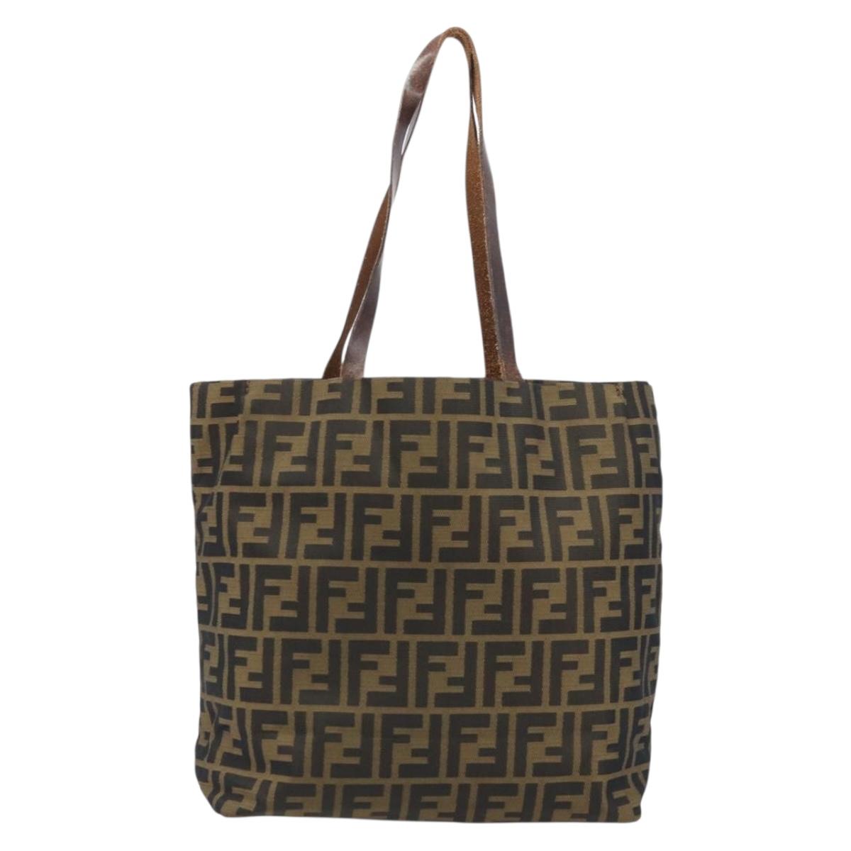 FENDI Zucca Canvas Tote Bag Black Brown Auth BAZ112 | eBay