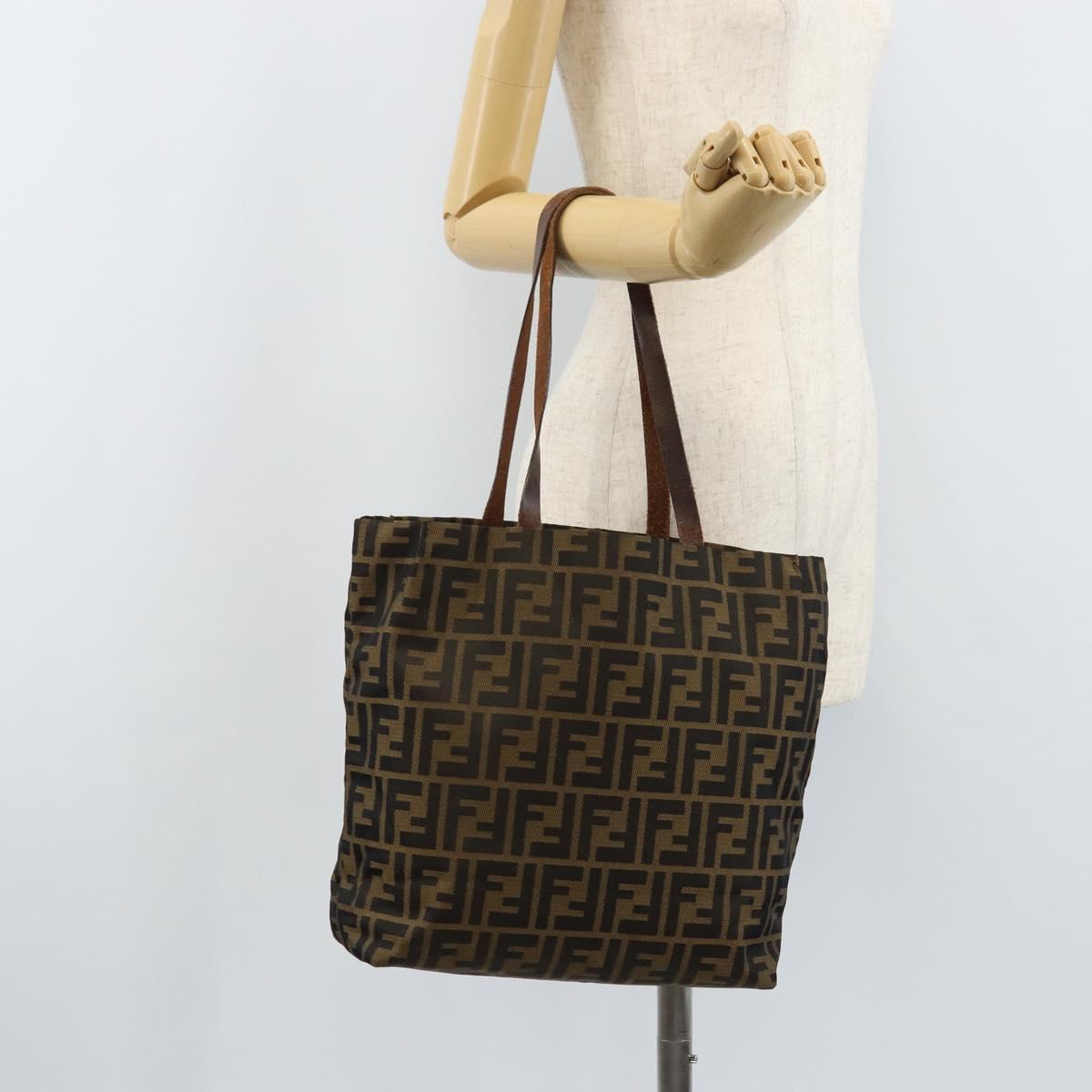 FENDI Zucca Canvas Tote Bag Black Brown Auth BAZ112 | eBay