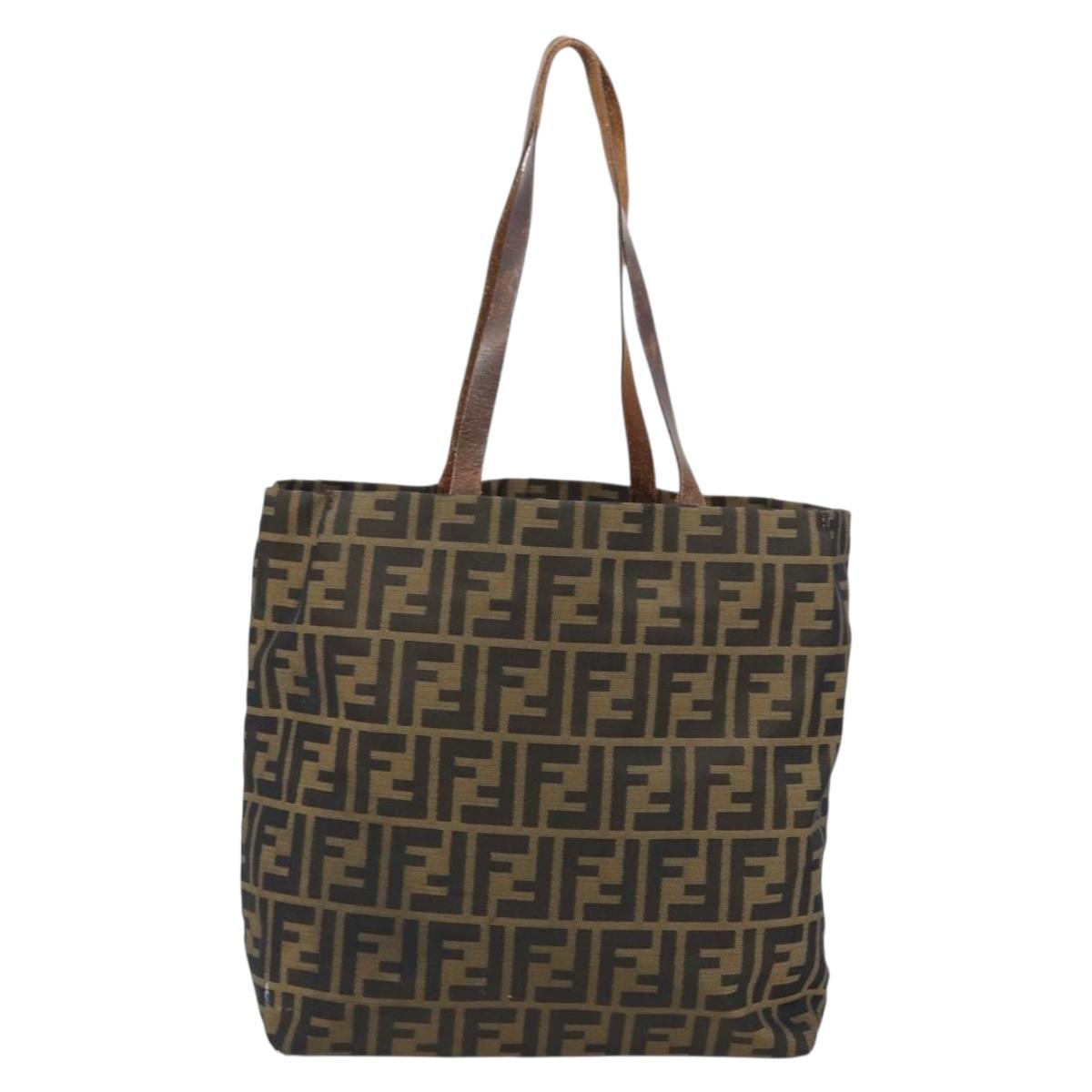 FENDI トートバック　USED FENDI Zucca Canvas Tote Bag Black Brown Auth BAZ112 | eBay