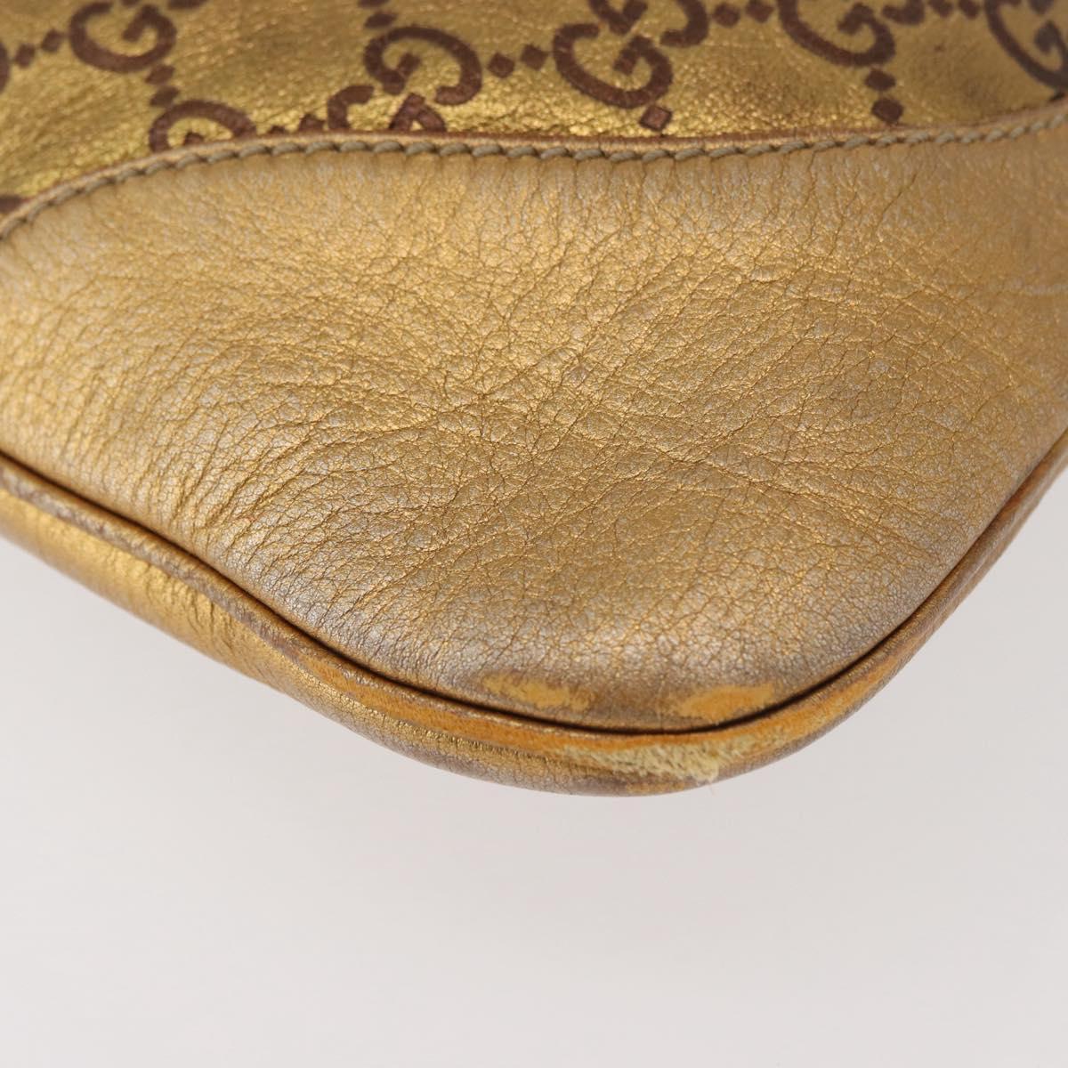 GUCCI GG Canvas Guccissima Sherry Line Bag Leather Gold 153029