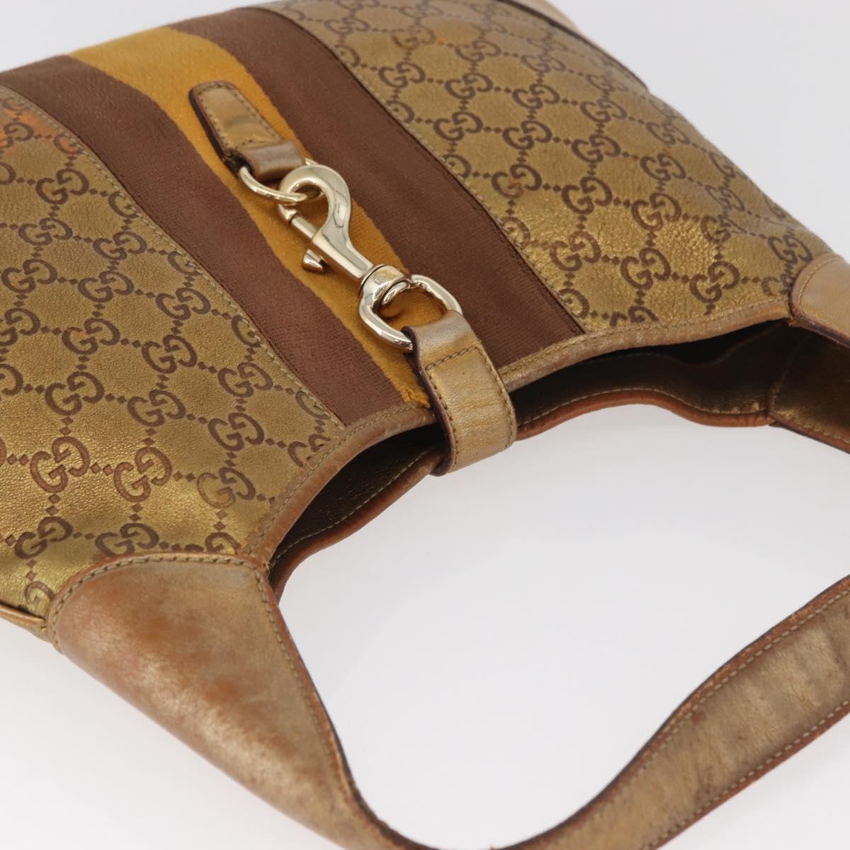 GUCCI GG Canvas Guccissima Sherry Line Bag Leather Gold 153029 GUCCI GG Canvas Guccissima Sherry Line Bag Leather Gold 153029