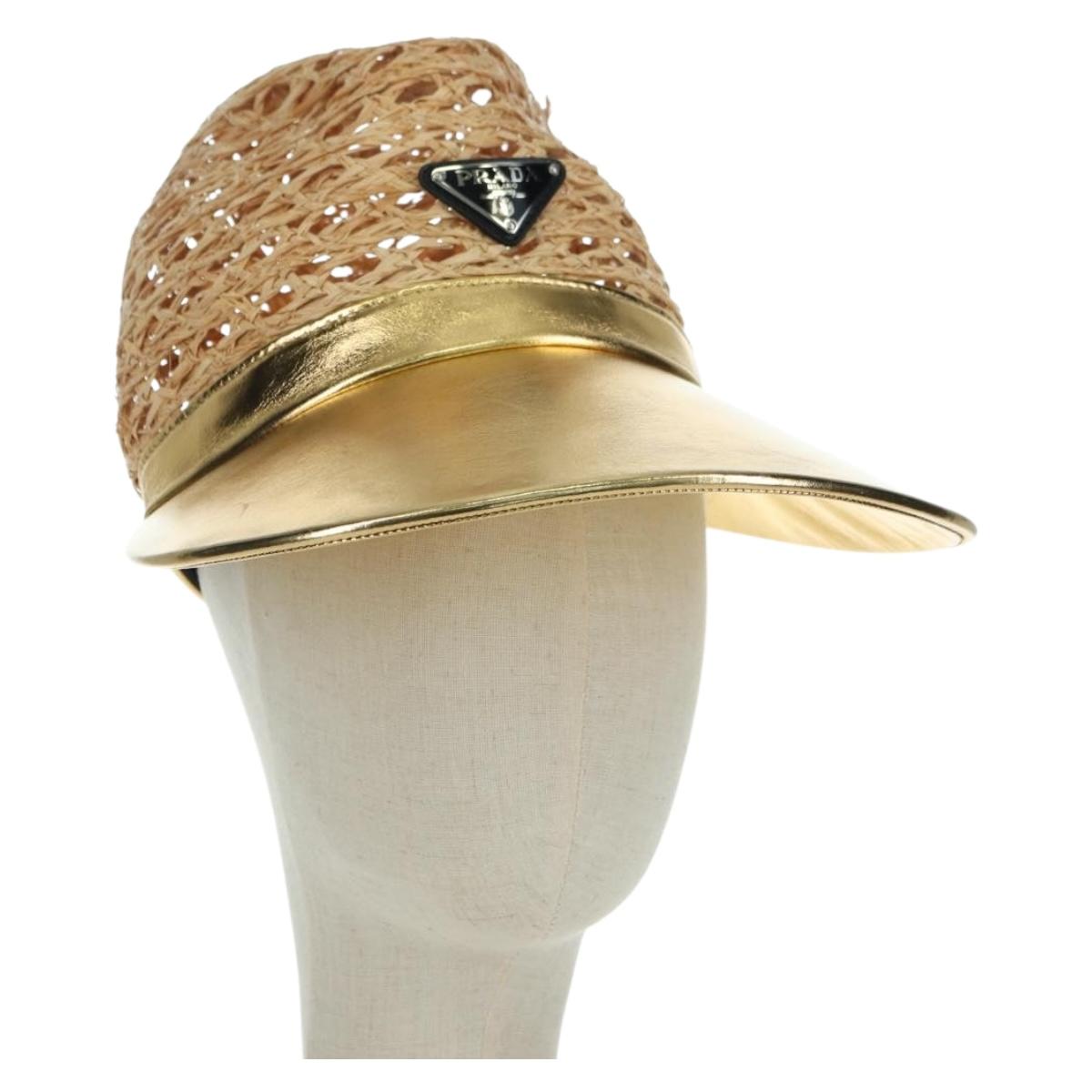 PRADA Hat Raffia S Beige 1HC225 Auth BAZ670M | eBay