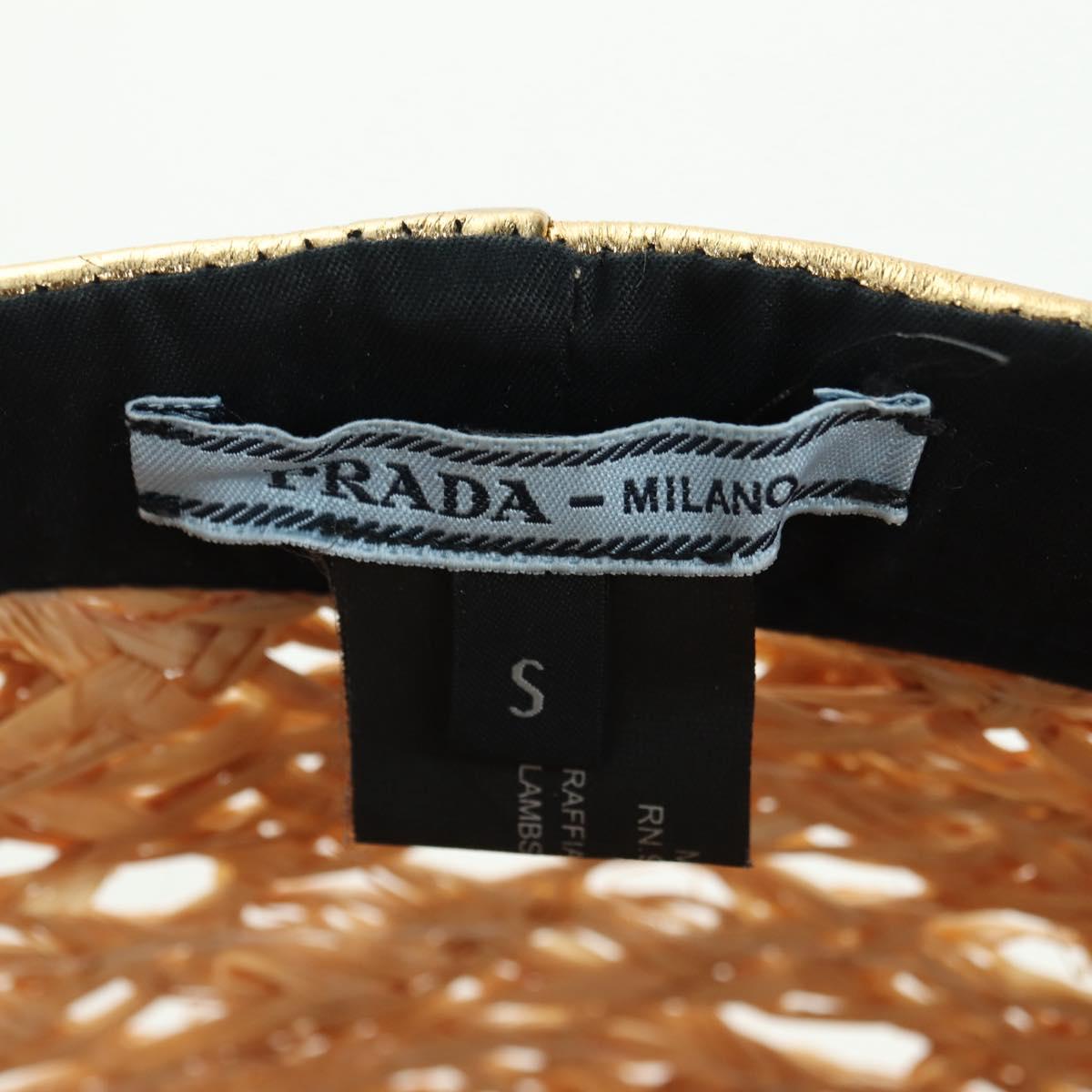 PRADA Hat Raffia S Beige 1HC225 Auth BAZ670M PRADA Raffia Bucket Beige Hat New & Authentic (Women\ main image 4