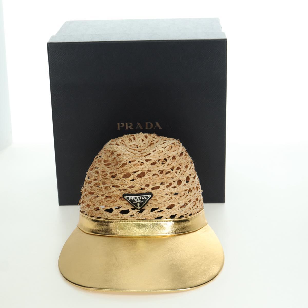 PRADA Hat Raffia S Beige 1HC225 Auth BAZ670M | eBay
