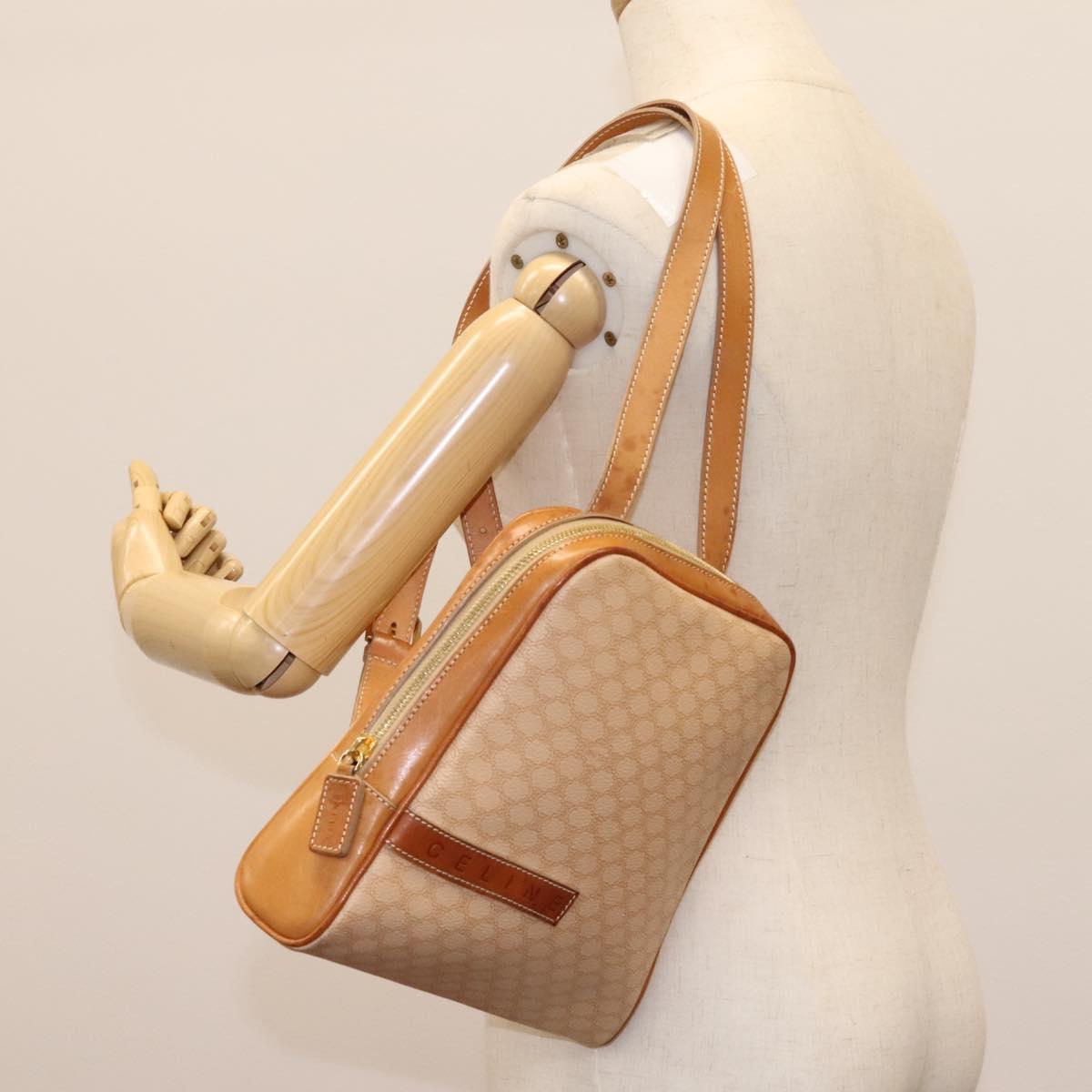 CELINE Macadam Canvas Backpack PVC Leather Beige Auth BD1038  display picture 1
