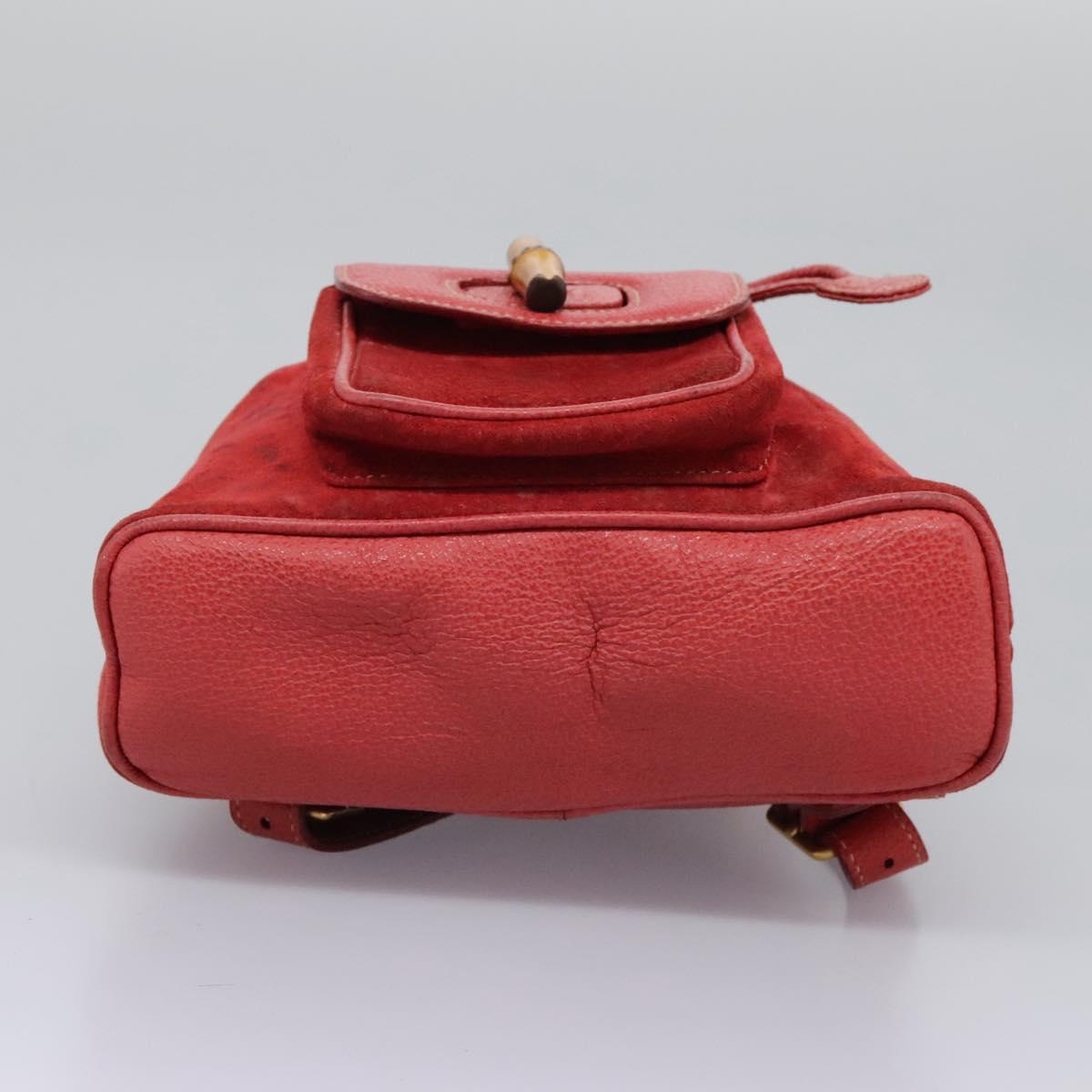 GUCCI Bamboo Backpack Suede Leather Red Gold 003 1705 0030  display picture 1
